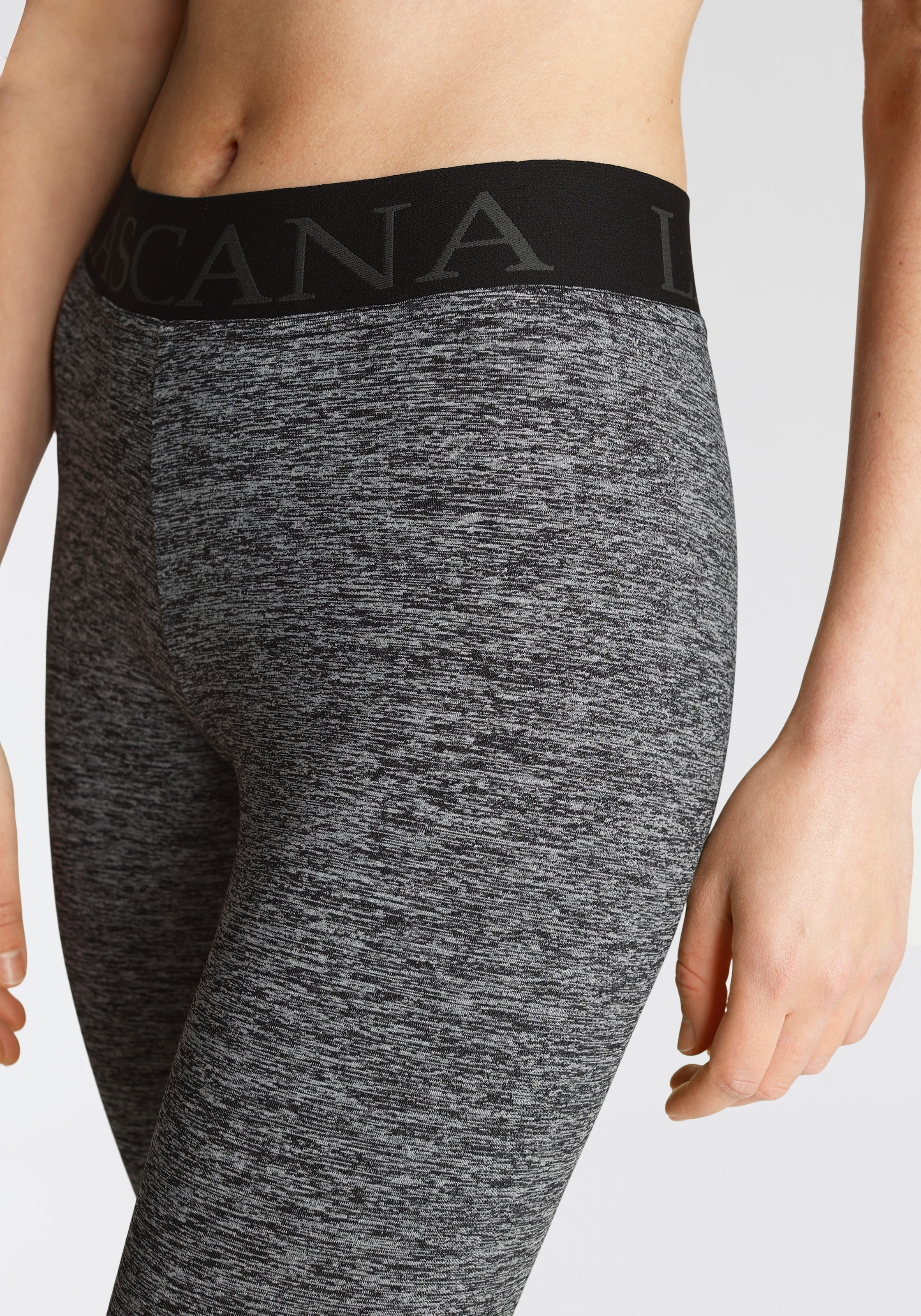 LASCANA ACTIVE Leggings, meliert, mit elastischem Bund und darin eingewebtem Schriftzug