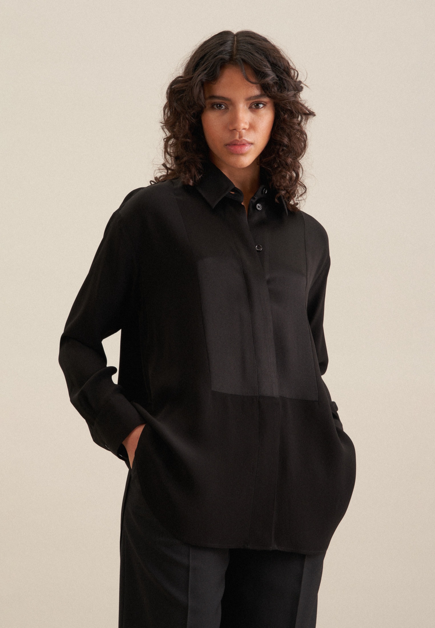 seidensticker Longbluse »Schwarze Rose« Langarm Kragen Uni