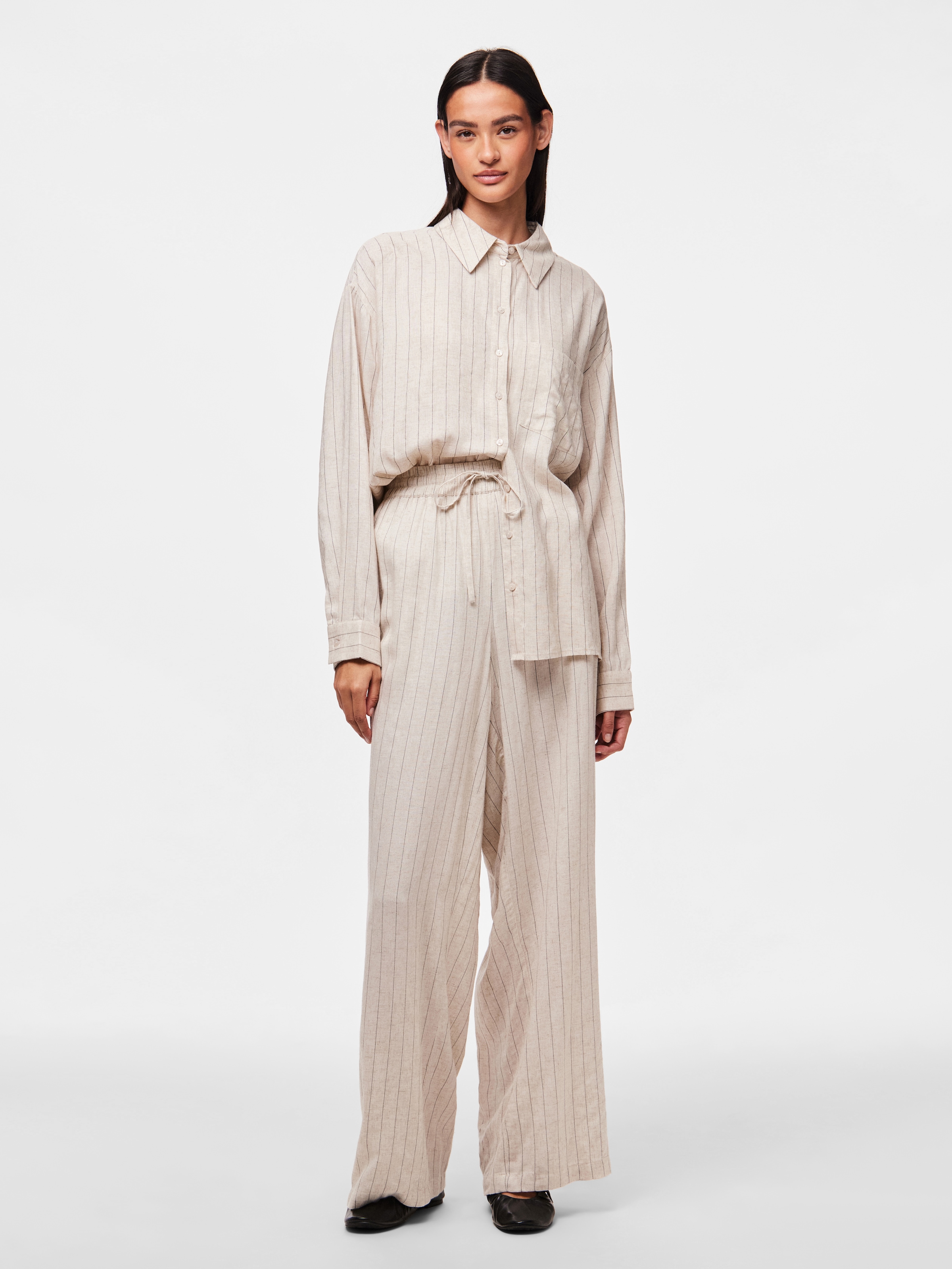 pieces Schlupfhose »PCPIA HW WIDE PANTS WVN NOOS«, Sommerhose, mit Leinen