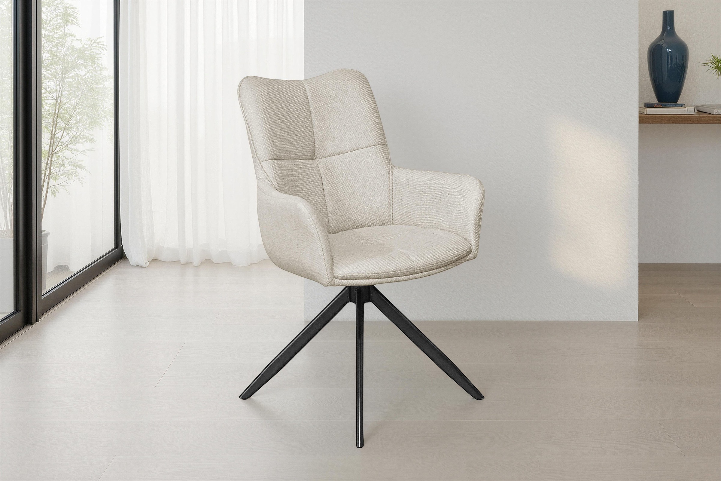 byLIVING Esszimmerstuhl "HAMILTON" (Set) 2 Stk.Webstoff, bis 110 kg, 360 drehbar, Schaumstoff, 4er Kreuzgestell