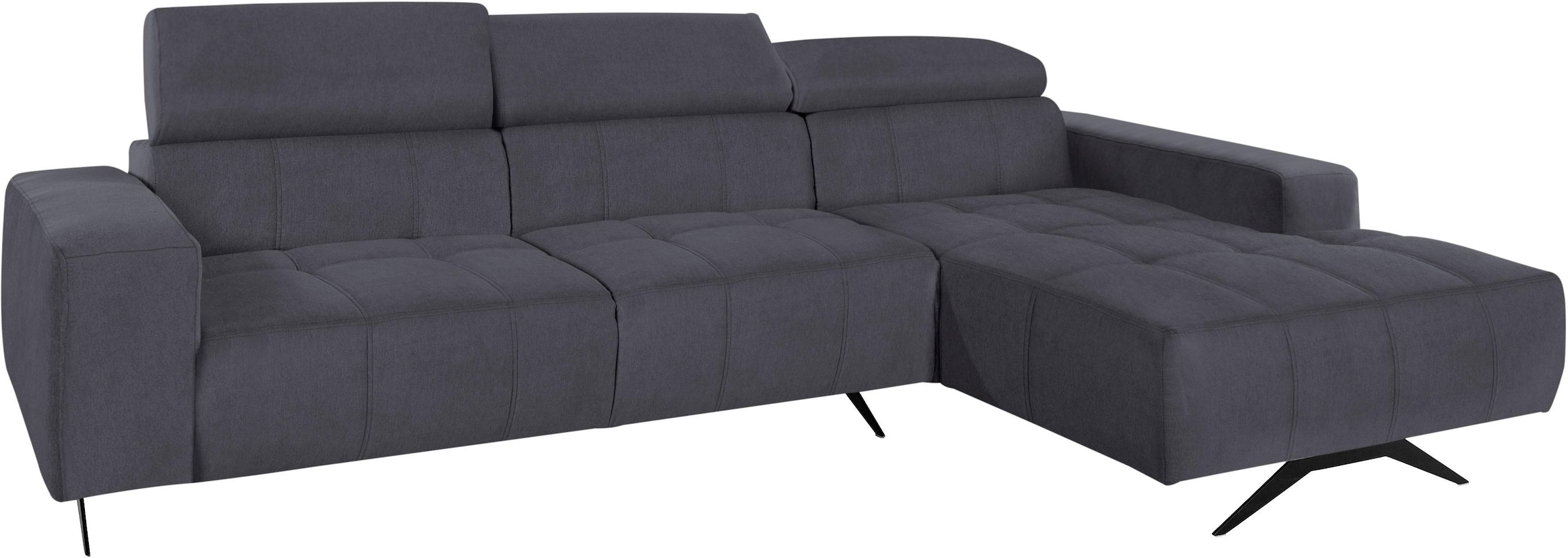 DOMO collection Ecksofa »Trento L-Form, mit Kufenfuss oder Einzelfuss«, wahlweise mit Kopfteilverstellung, Recamiere links/rechts bestellbar