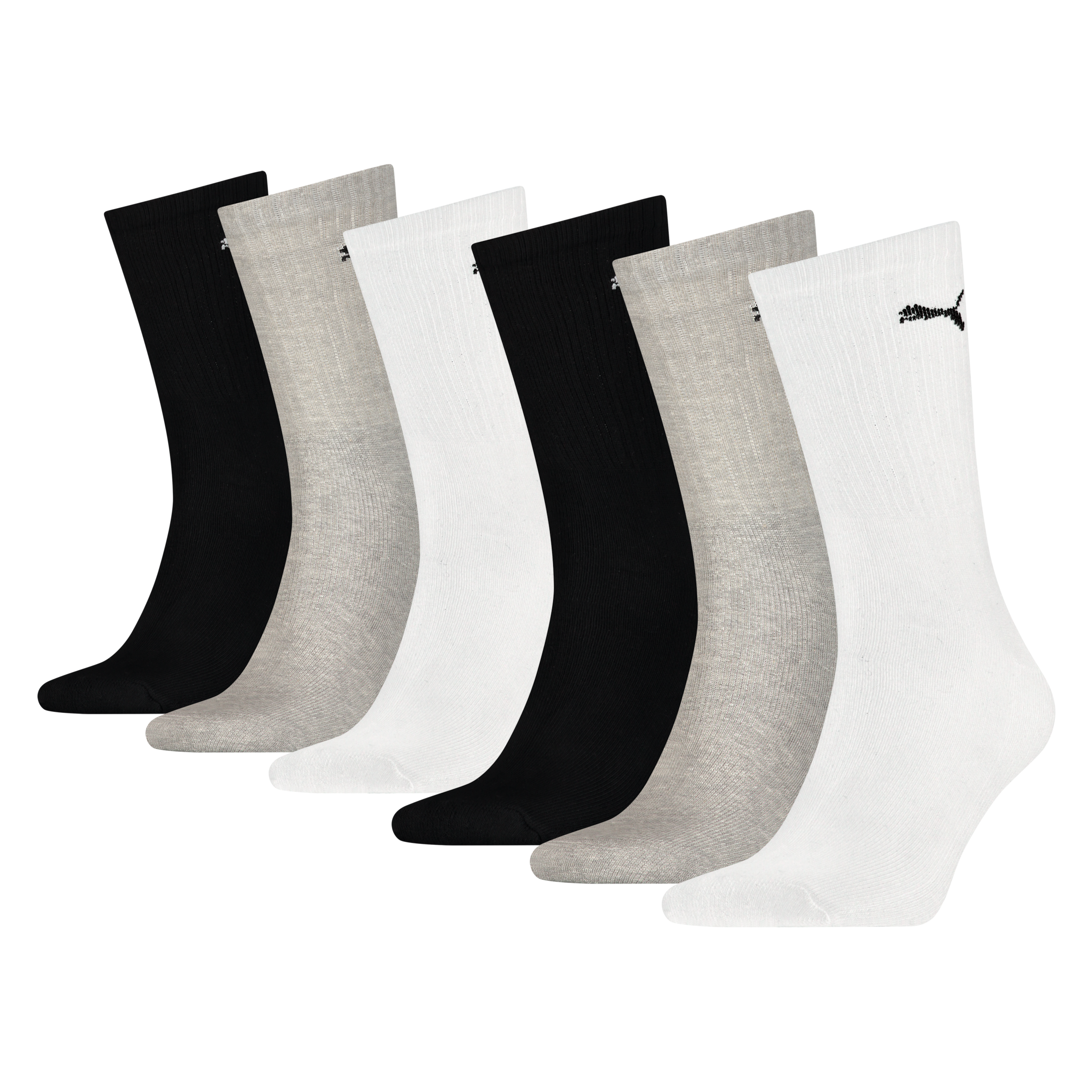 PUMA Socken »PUMA UNISEX CREW SOCK 6P ECOM« 6 Paar, Cat-Logo, Frottee-Sohle, Ripp-Bündchen