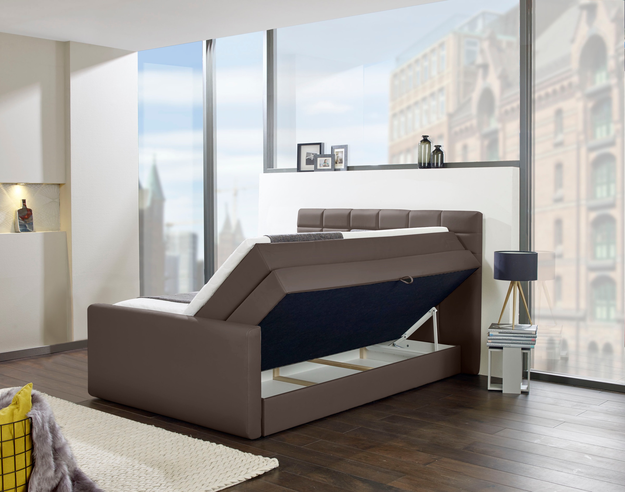 INOSIGN Boxspringbett »Lethbridge«, inkl. Bettkasten und Topper, zwei Matratzenarten in H2