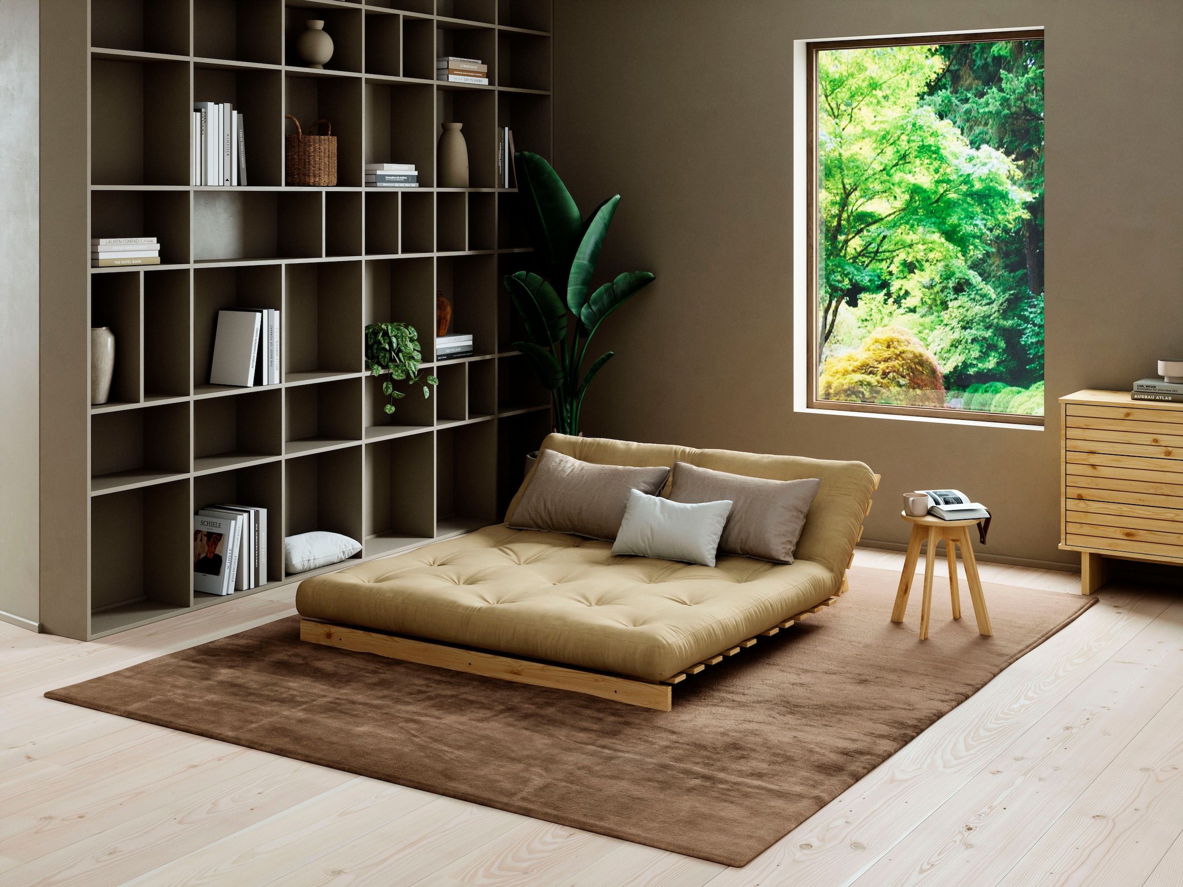Karup Design Daybett »Daybett Roots Schlafsofa – Gästebett & Sofa aus FSC®-Kiefer«, Inkl. Futonmatratze, in mehreren Grössen & Farben erhältlich