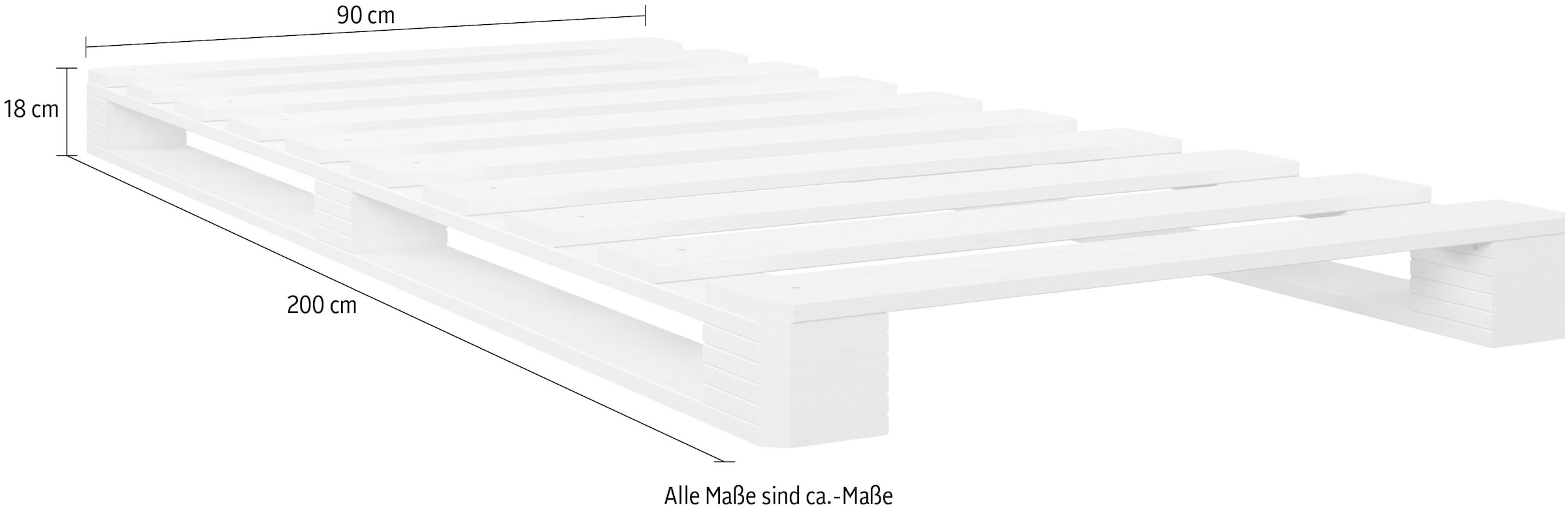 Home affaire Palettenbett »Alasco«, BESTSELLER!Jugendbett, zertifiziertes Massivholz