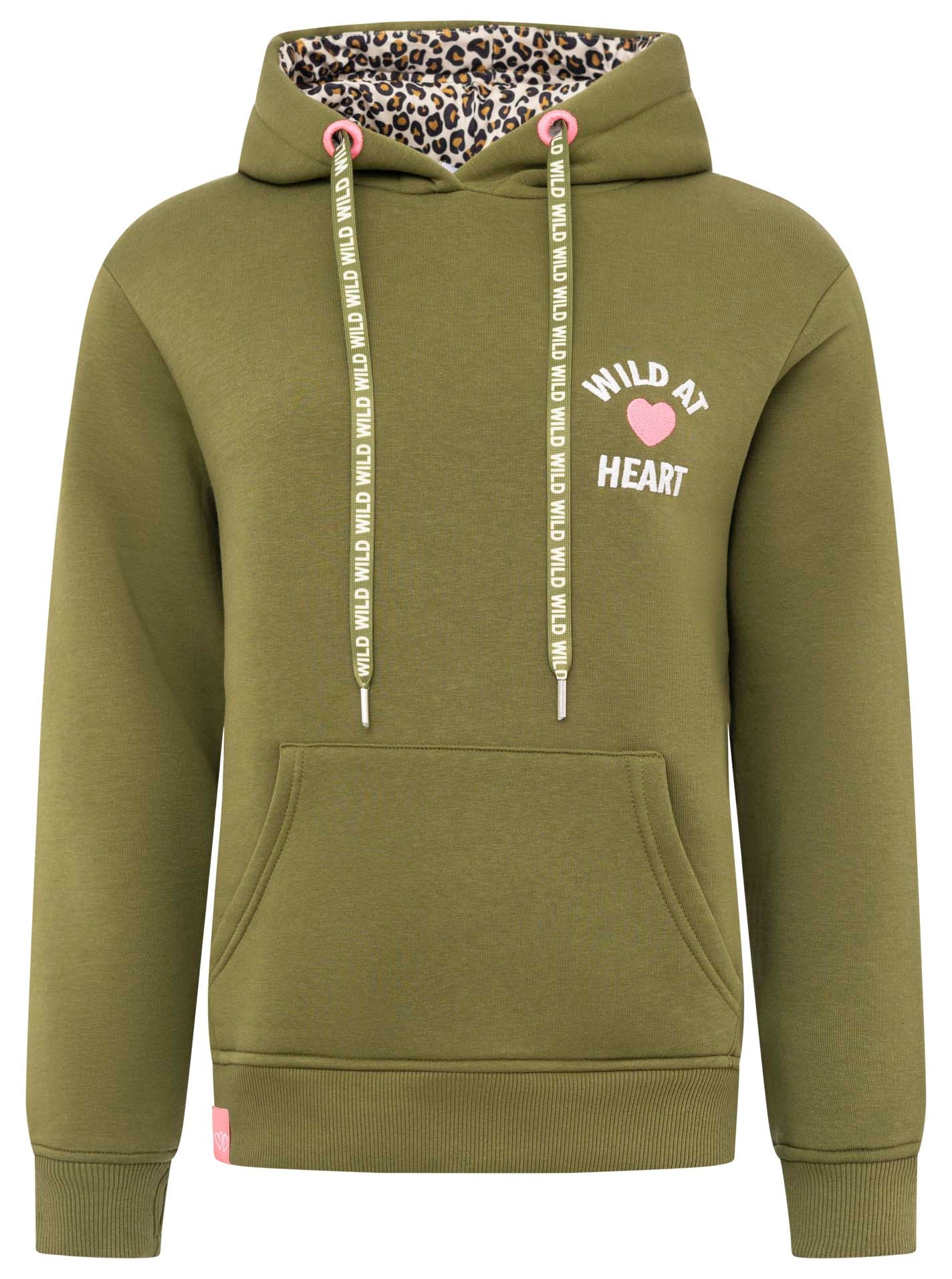 Zwillingsherz Hoodie »"Wild at heart"«, mit Leo Kapuze und Stickerei