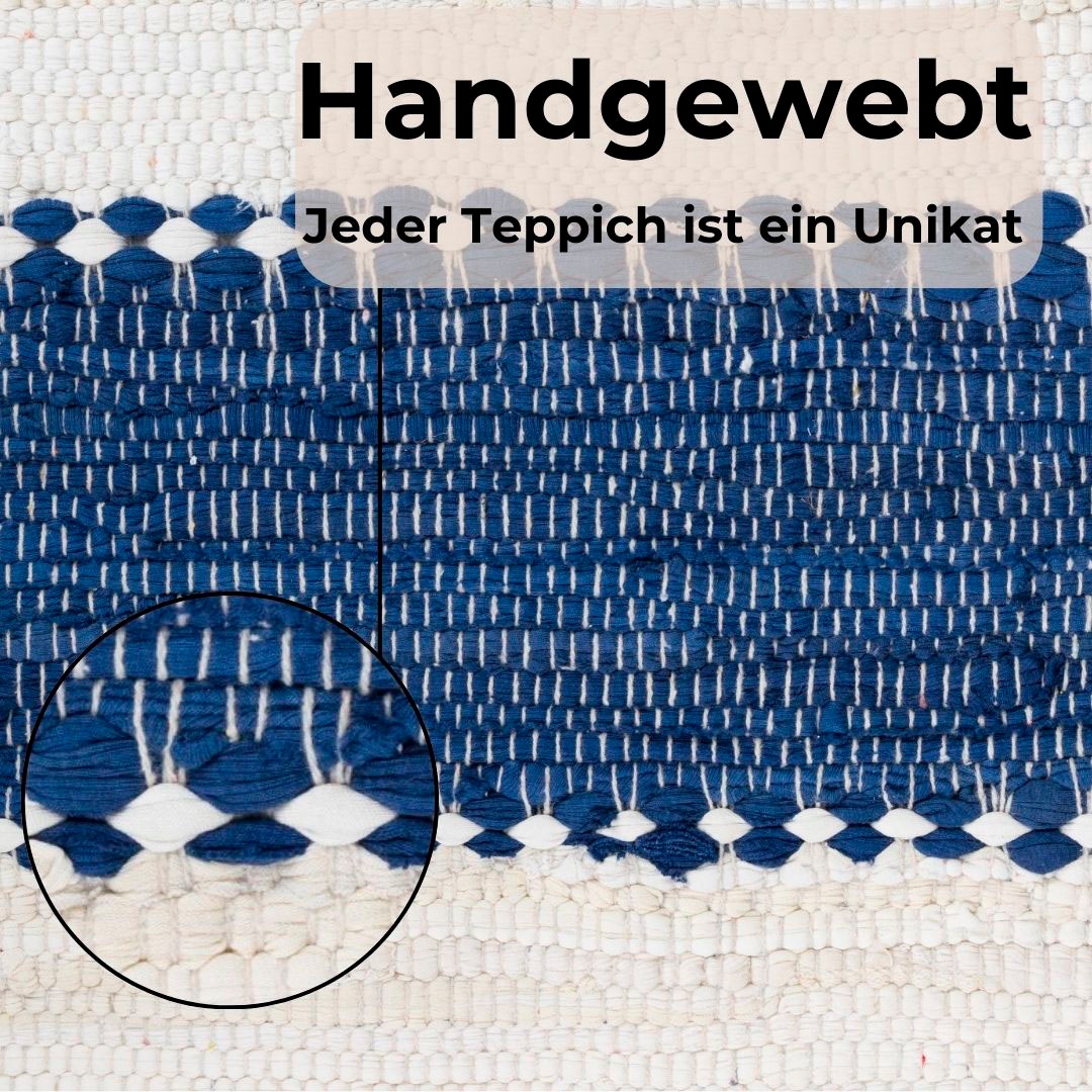 my home Teppich »Benja«, rechteckig, Handweb Teppich, gestreift, 90% Baumwolle, handgewebt, mit Fransen