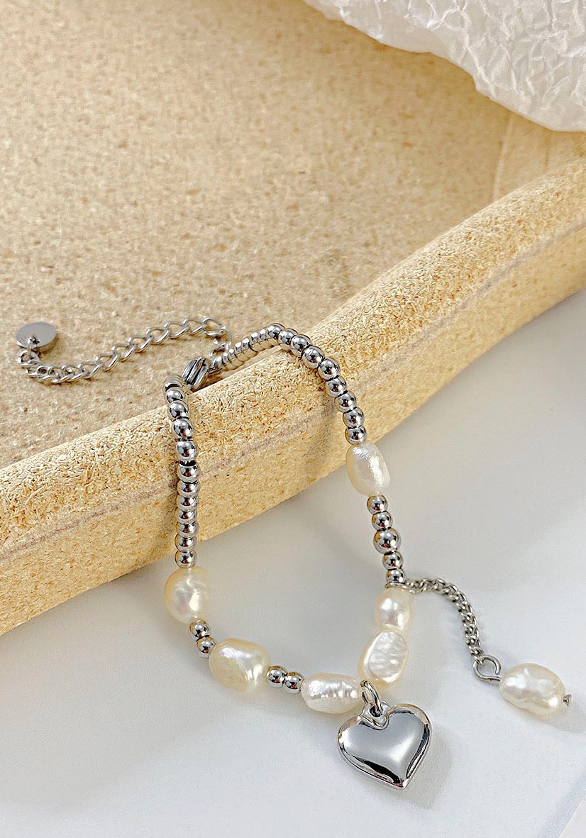 Firetti Edelstahlarmband »Schmuck Geschenk Herz & Perlen«, mit Süsswasserzuchtperle