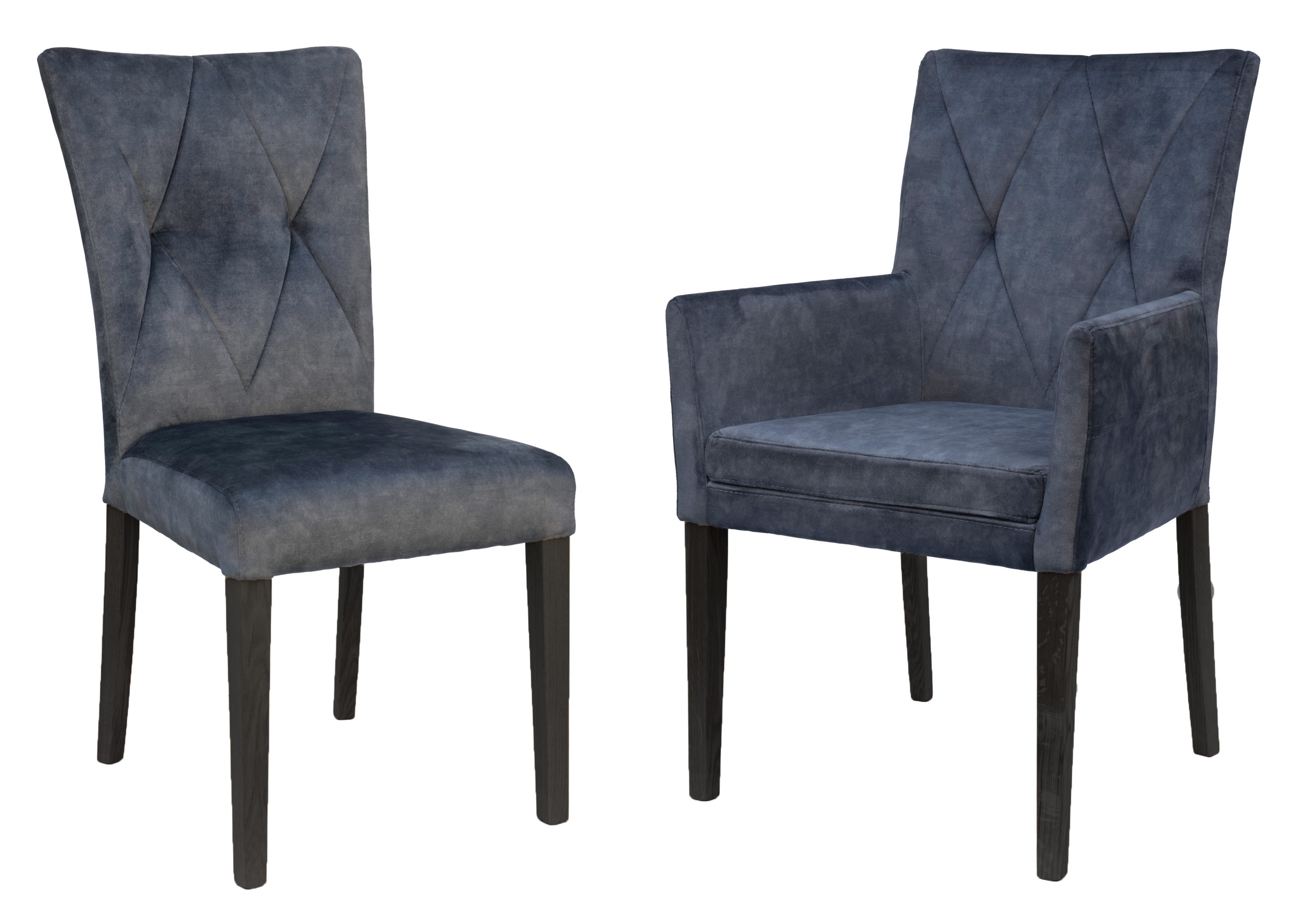 Home affaire 4-Fussstuhl »Diamond«, (Set), 2 St., Samtvelours, Sitz und Ruecken gepolstert