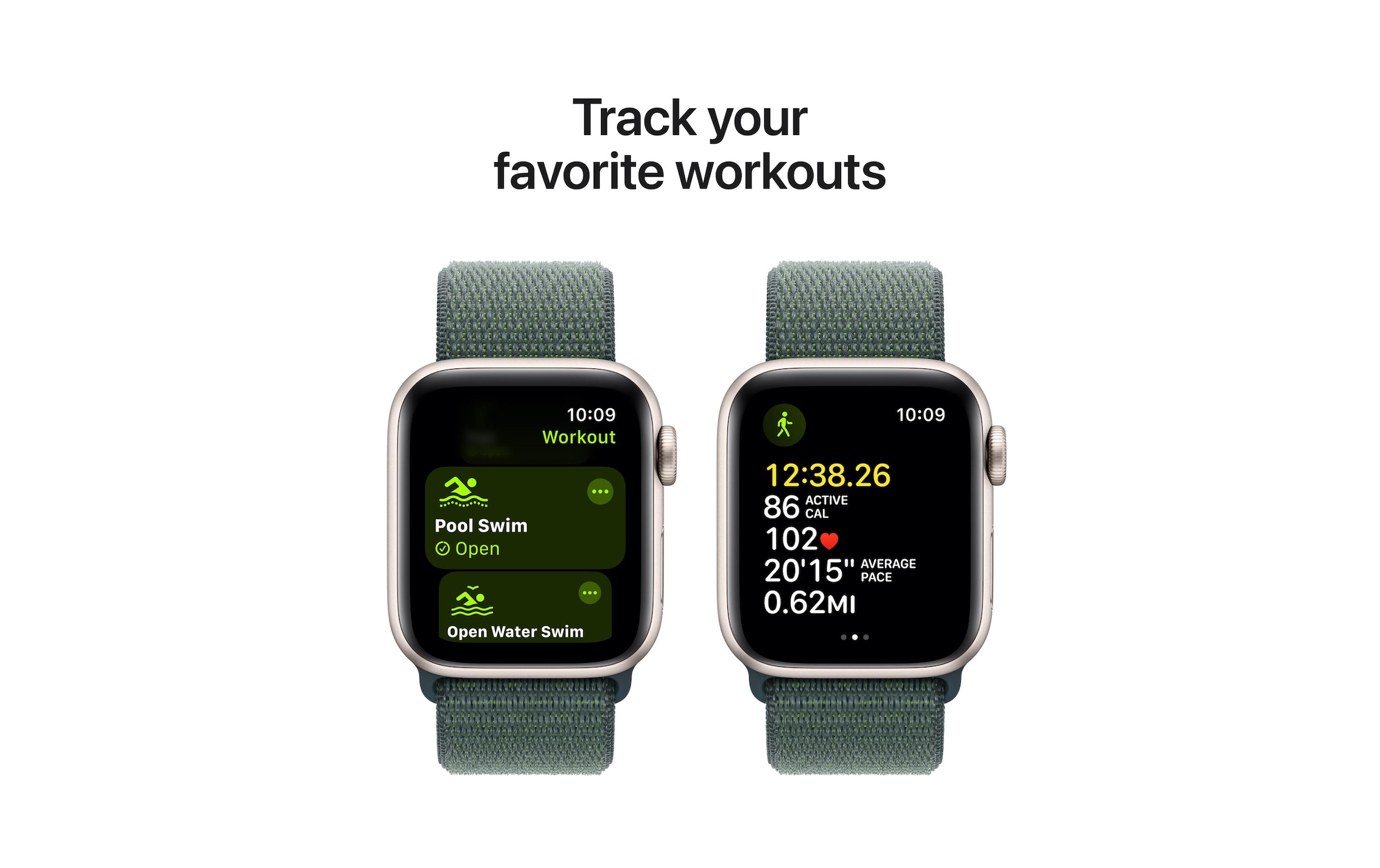 Apple Watch SE (2024), 40 mm, GPS, Sport Loop, Polarstern