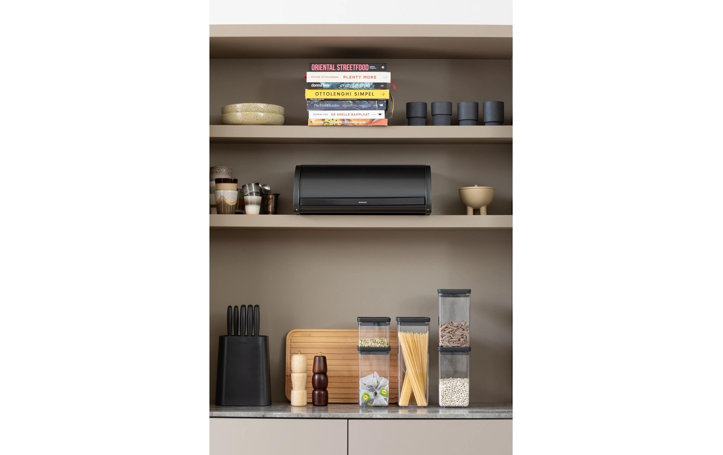 Brabantia Brotkasten »Roll Top Bread Bin Grau/Schwarz«, (1 tlg.)