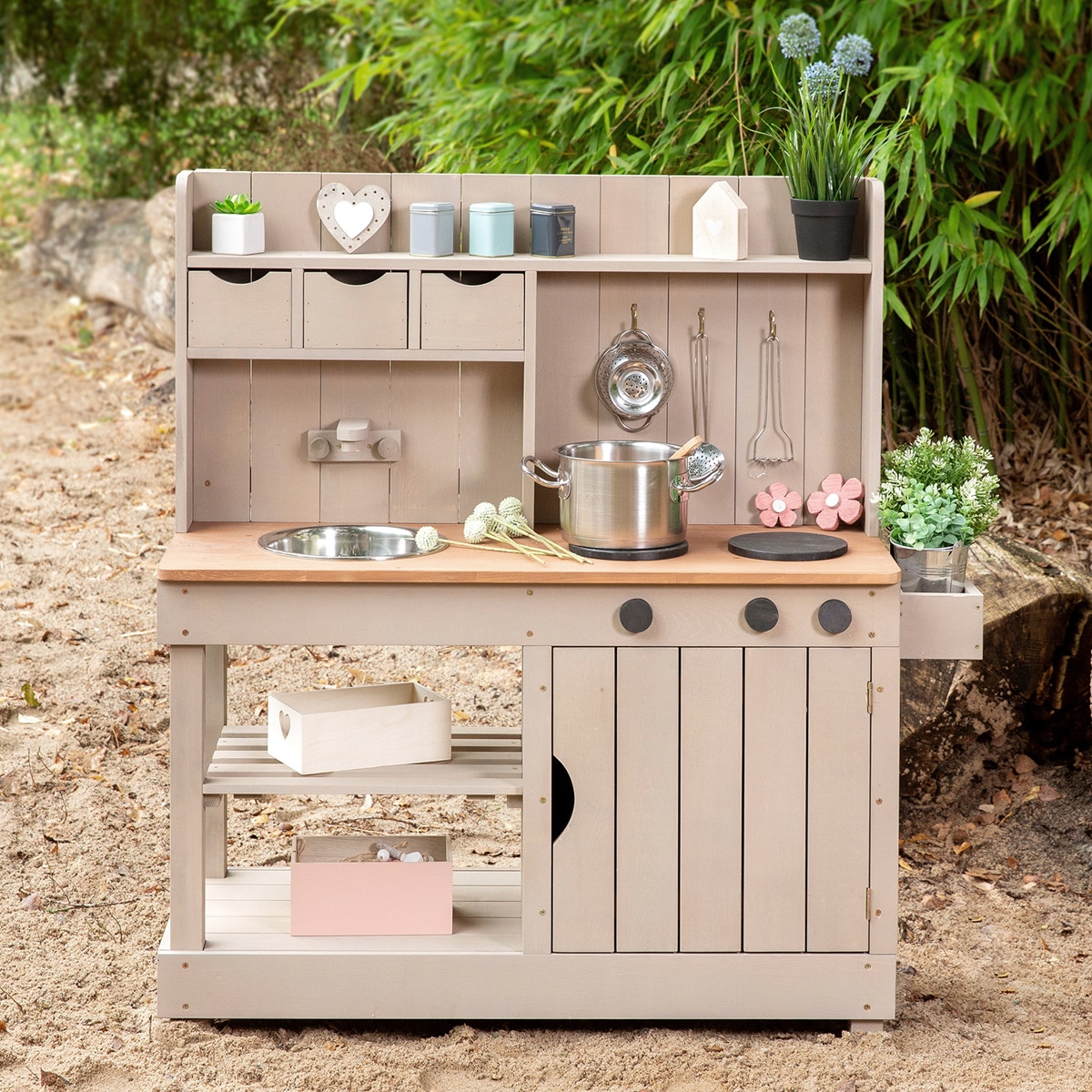 MUDDY BUDDY® Outdoor-Spielküche »Explorer«, Matschküche, warmgrau; FSC® - schützt Wald - weltweit
