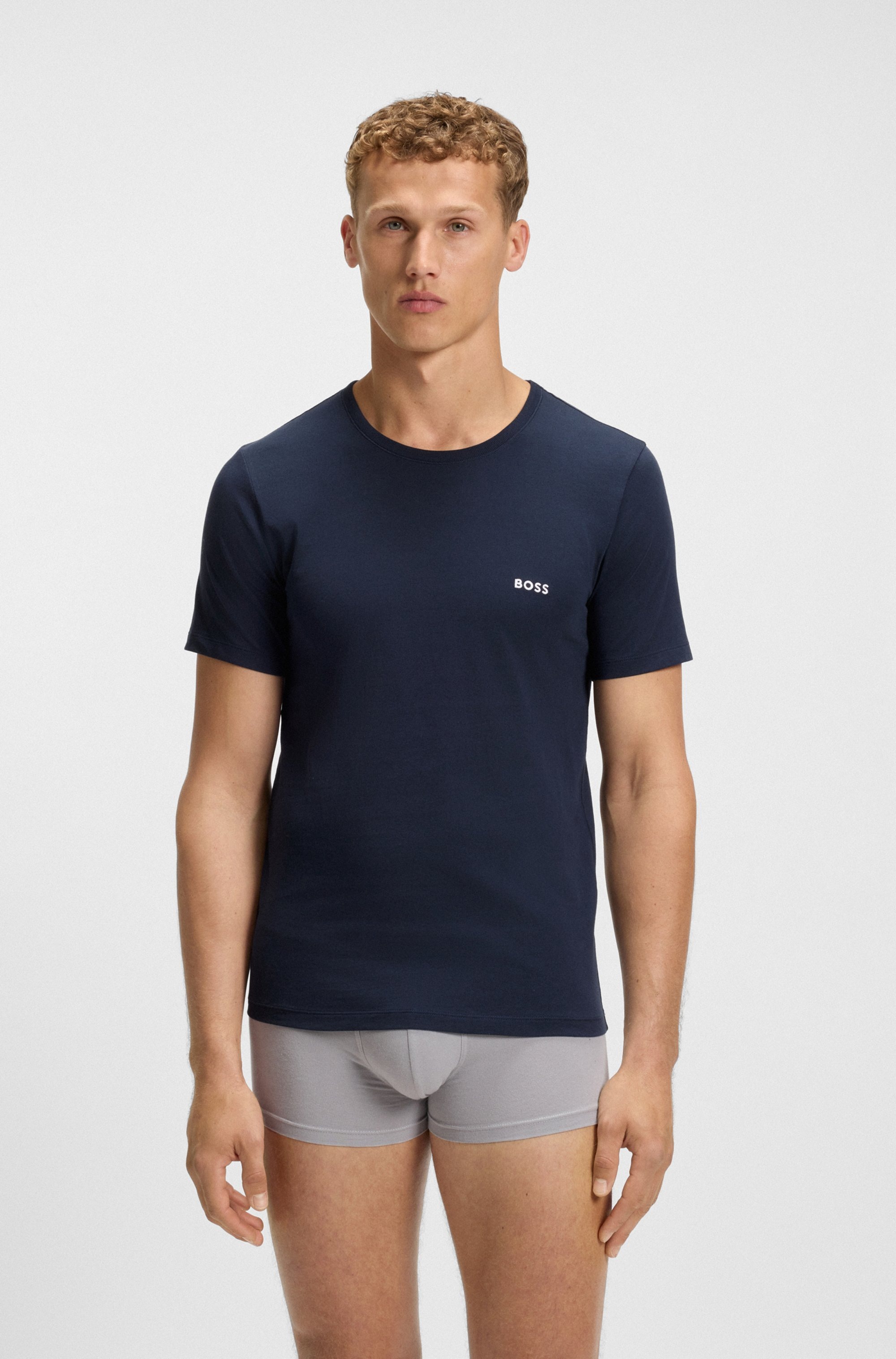 BOSS T-Shirt »TShirtRN 3P Classic«, (3 tlg.), mit Logostickerei