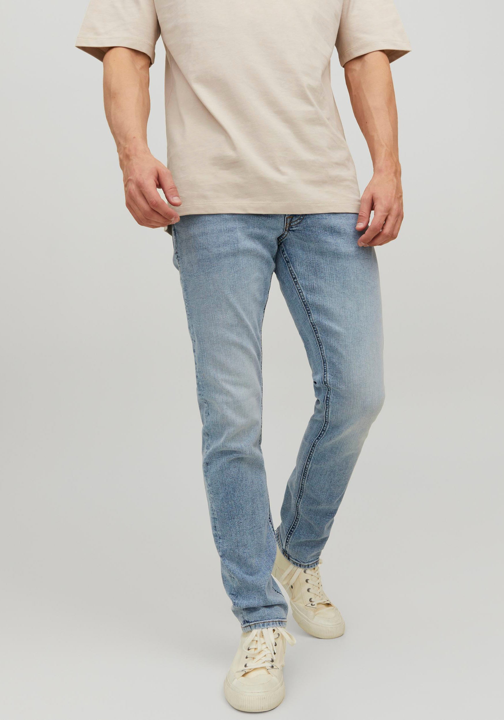 Jack & Jones Slim-fit-Jeans »JJIGLENN – Jeans mit Stretch und figurbetonter Silhouette«, Used, modisch, slim fit, Denim/Jeans