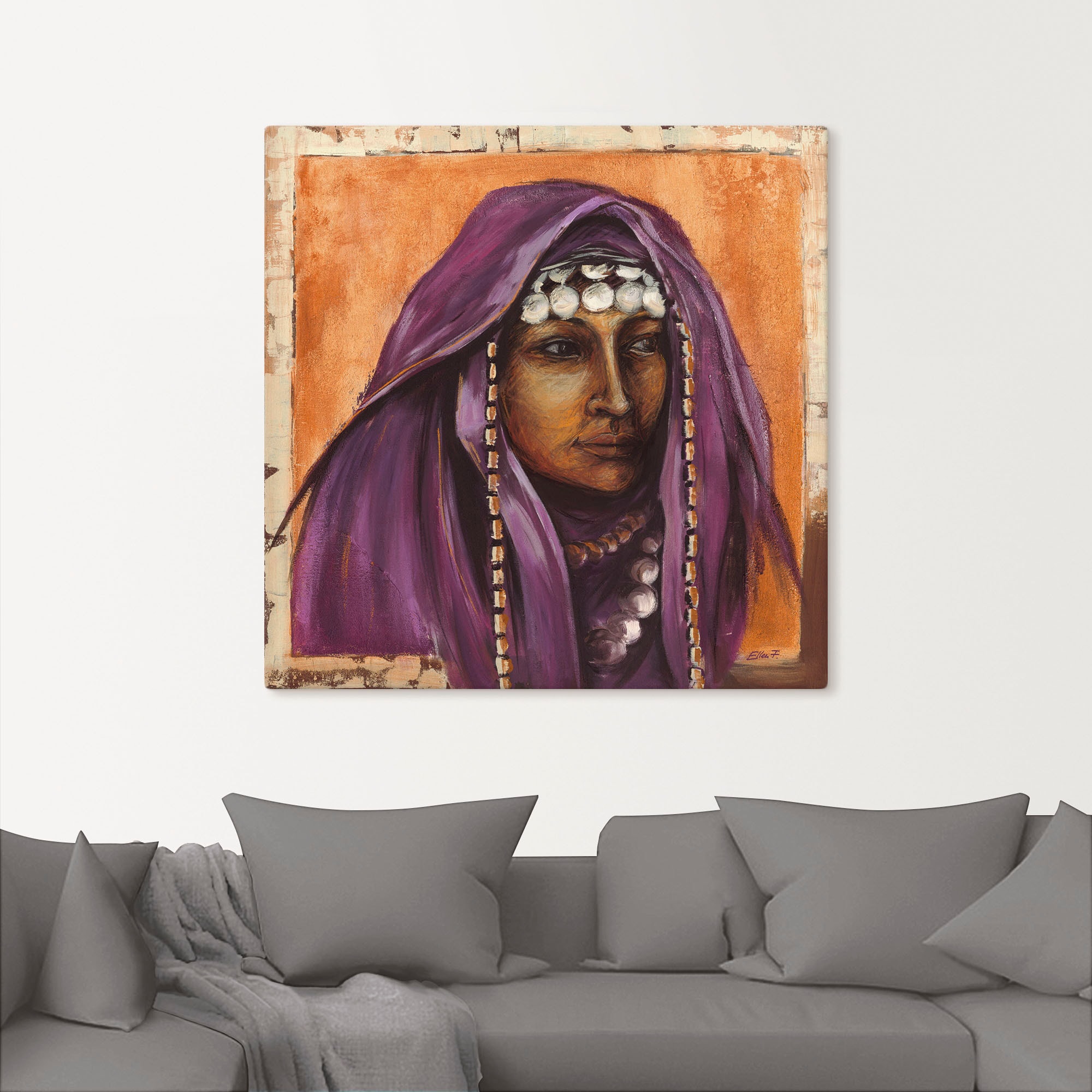 Artland Leinwandbild »Beduinin II mit auberginefarbenem Tuch«, Frau, (1 St.), auf Keilrahmen gespannt