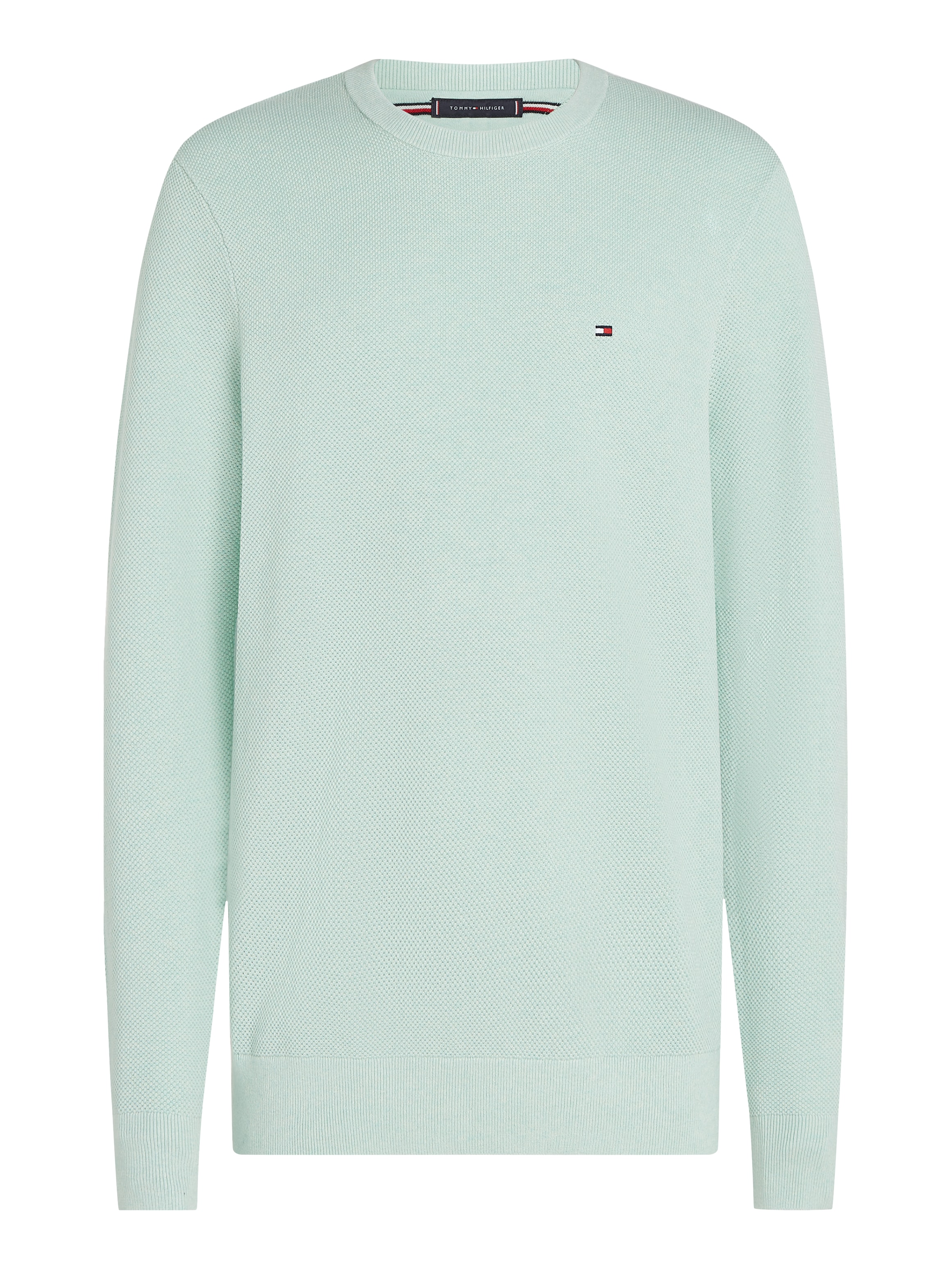 Tommy Hilfiger Rundhalspullover »ESSENTIAL STRUCTURE CREW NECK mit Struktur und Label«, unifarben, casual, regular fit, Baumwolle, Rundhals