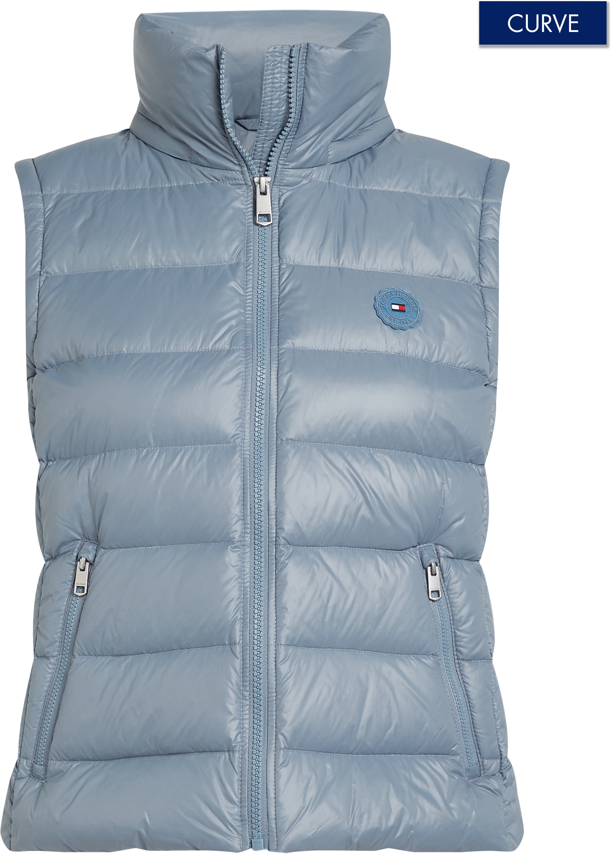 TOMMY HILFIGER Curve Steppweste »CRV LW DOWN FEMININE GLOSS VEST«, in Grossen Grössen, mit leichtem Glanz,...