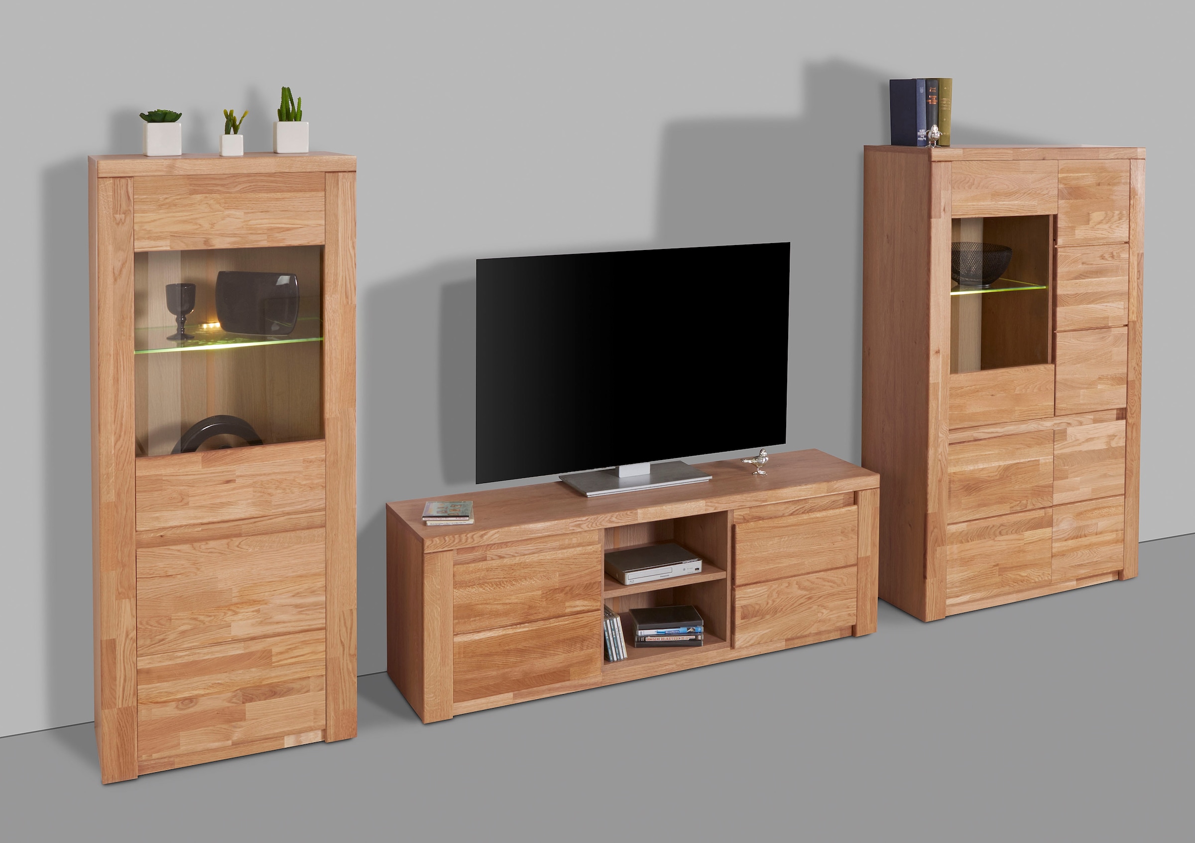 Home affaire Wohnwand »Burani«, (Set, 3 St.), teilmassives Holz