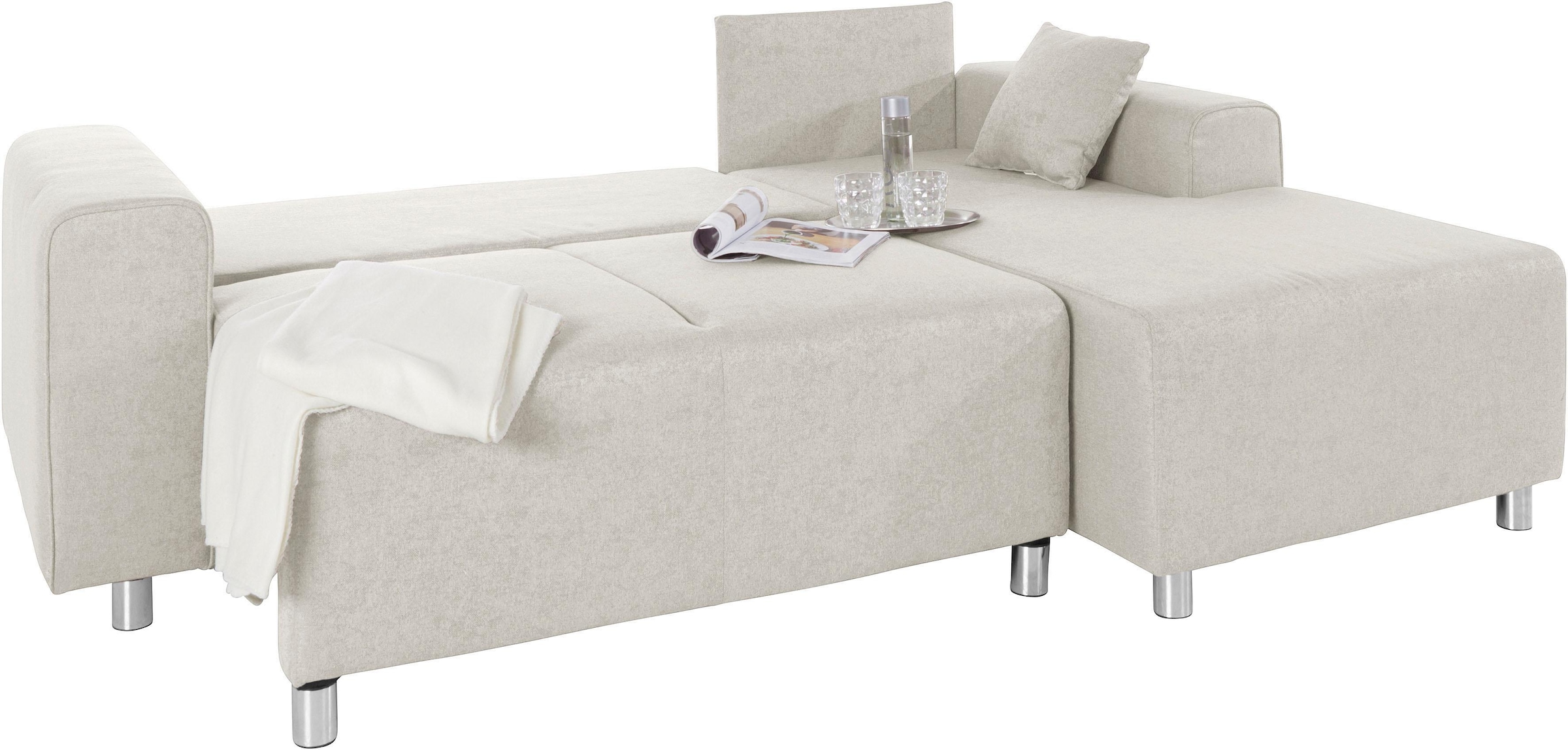 Guido Maria Kretschmer Home&Living Ecksofa »Györ«, L-Form, wahlweise mit Bettfunktion und Bettkasten incl. 2 Zierkissen