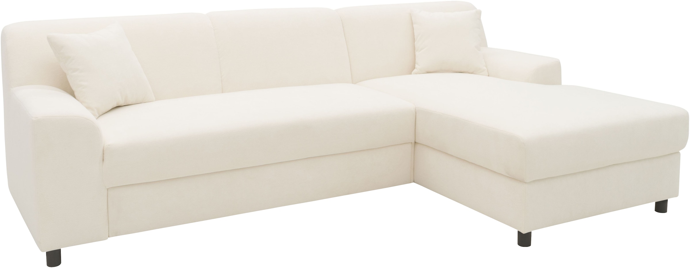 DOMO collection Ecksofa »Turah 2, L-Form, Cord oder Luxus-Microfaser, komfortabler Federkern«, B/T/H: 241/146/79 cm, incl. Zierkissen, wahlweise mit Bettfunktion