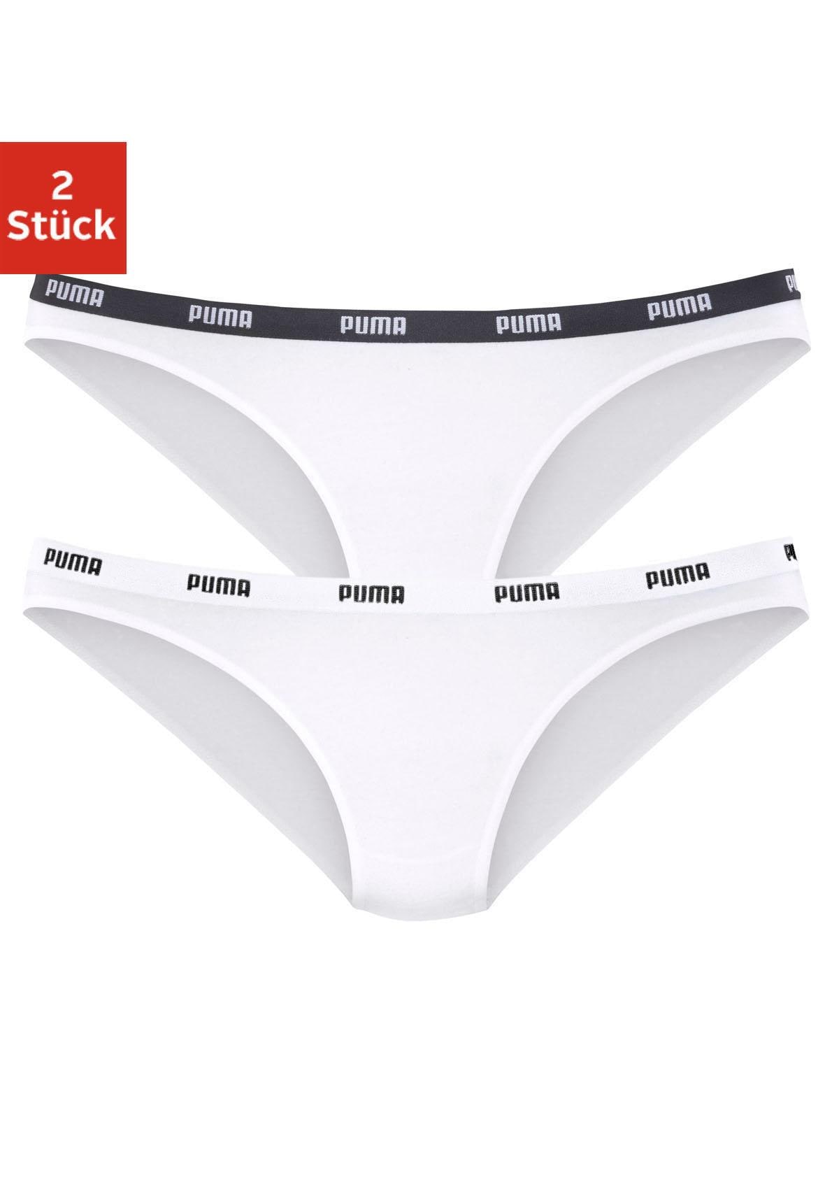 PUMA Bikinislip »Iconic«, (Packung, 2 St.), mit schmalem Logo-Webbündchen