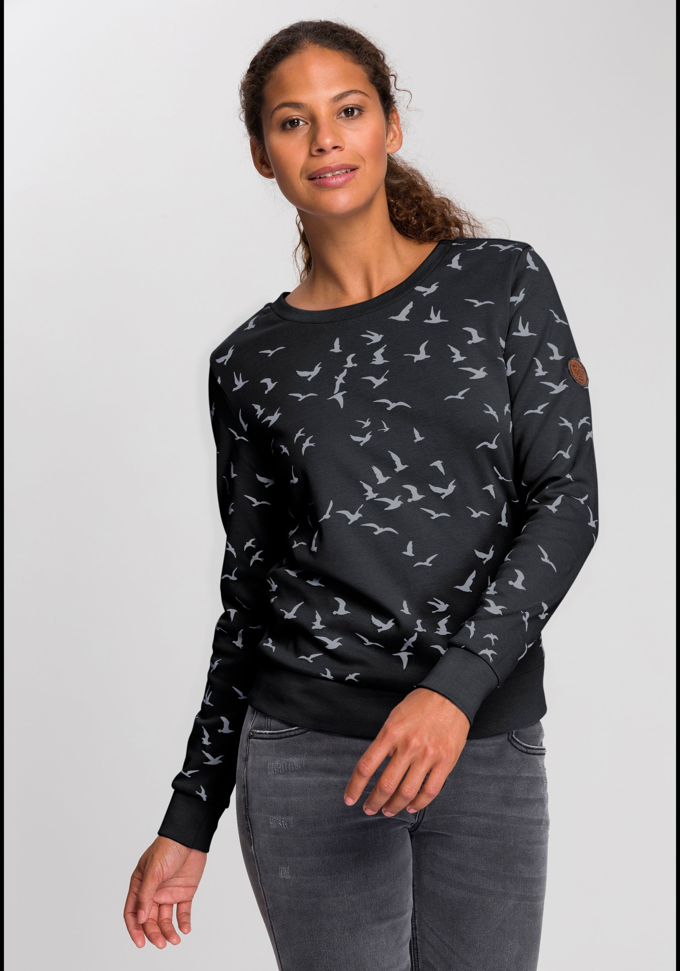 Sweatshirt, mit modischem Minimal-Allover-Print