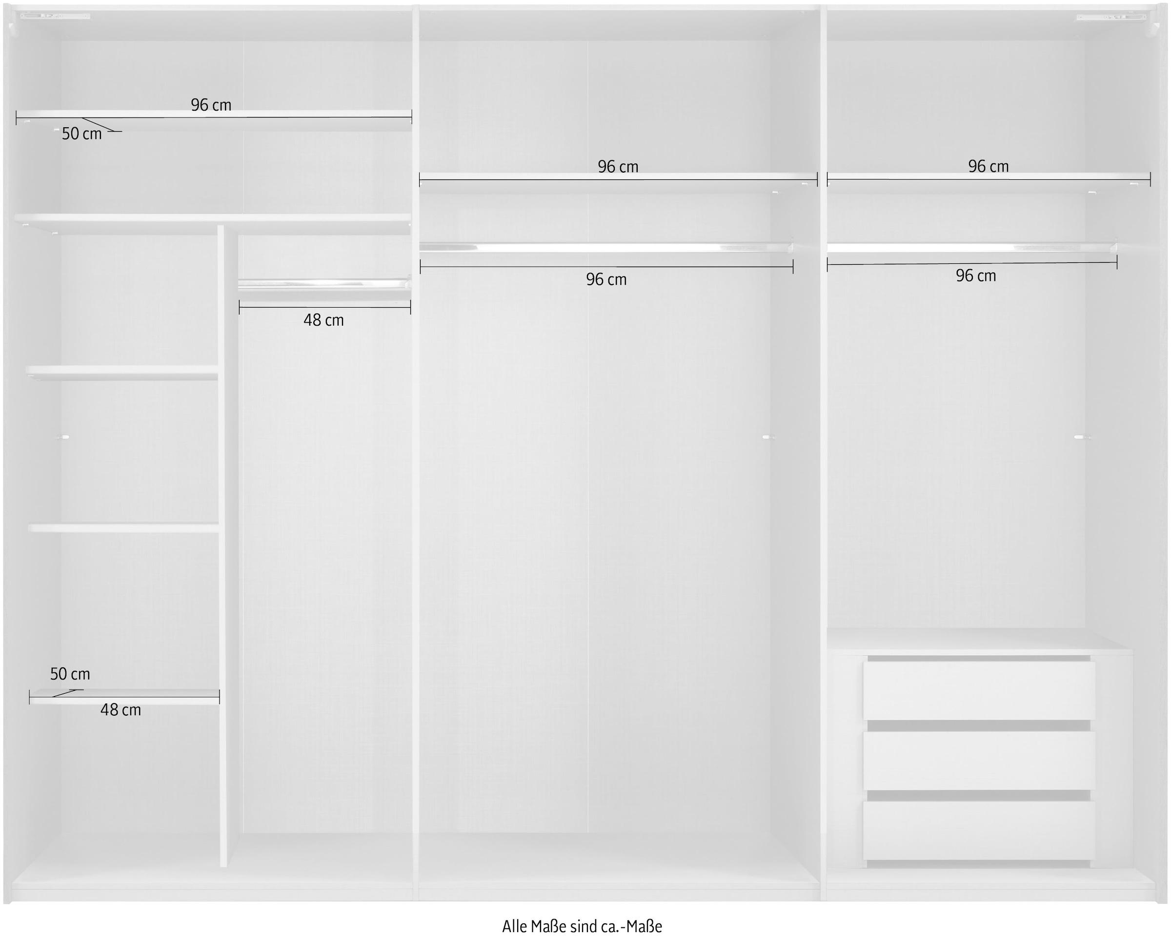 Wimex Kleiderschrank »Indiana by fresh to go, wahlweise mit oder ohne Spiegel«, (INKLUSIVE Innenausstattung und Selbsteinzug für die Türen), grosse Breiten250 oder 300cm, mit oder ohne Glasfront, Made in Germany
