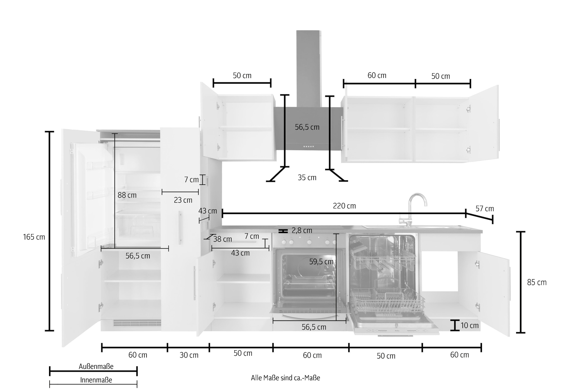 ❤ wiho Küchen Küchenzeile »Cali«, ohne E-Geräte, Breite 310 cm ordern im  Jelmoli-Online Shop