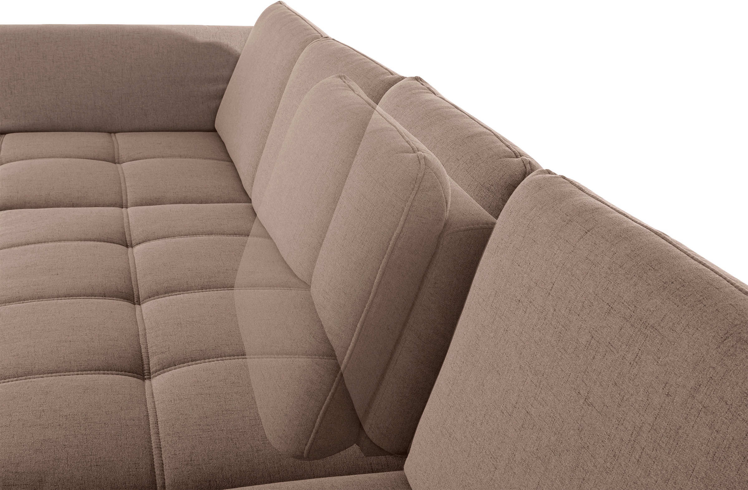 Places of Style Wohnlandschaft »Costello U-Form, mit Sitztiefenverstellung, Armteilverstellung und«, 3 Nierenkissen, optional Bettfunktion und Bettkasten