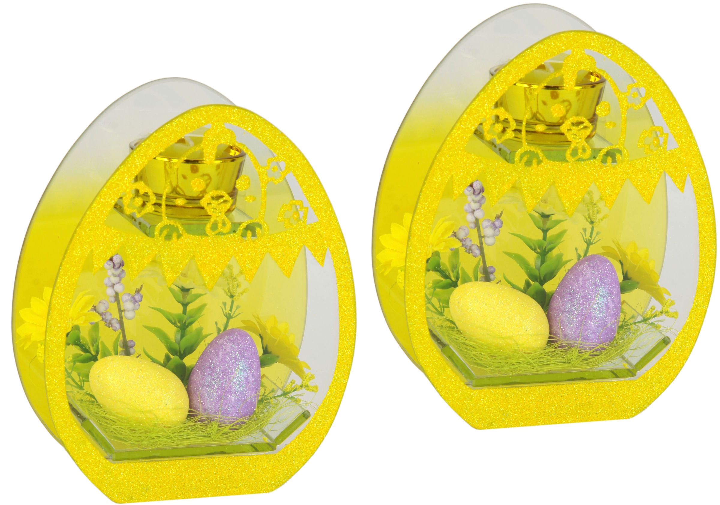 Kunstblumen Teelichthalter I.GE.A. Kerzen online Jelmoli-Versand shoppen Oster-Eier 3D Mit »Dekoriert«, 2er Osterdeko Set Glaseinsatz |