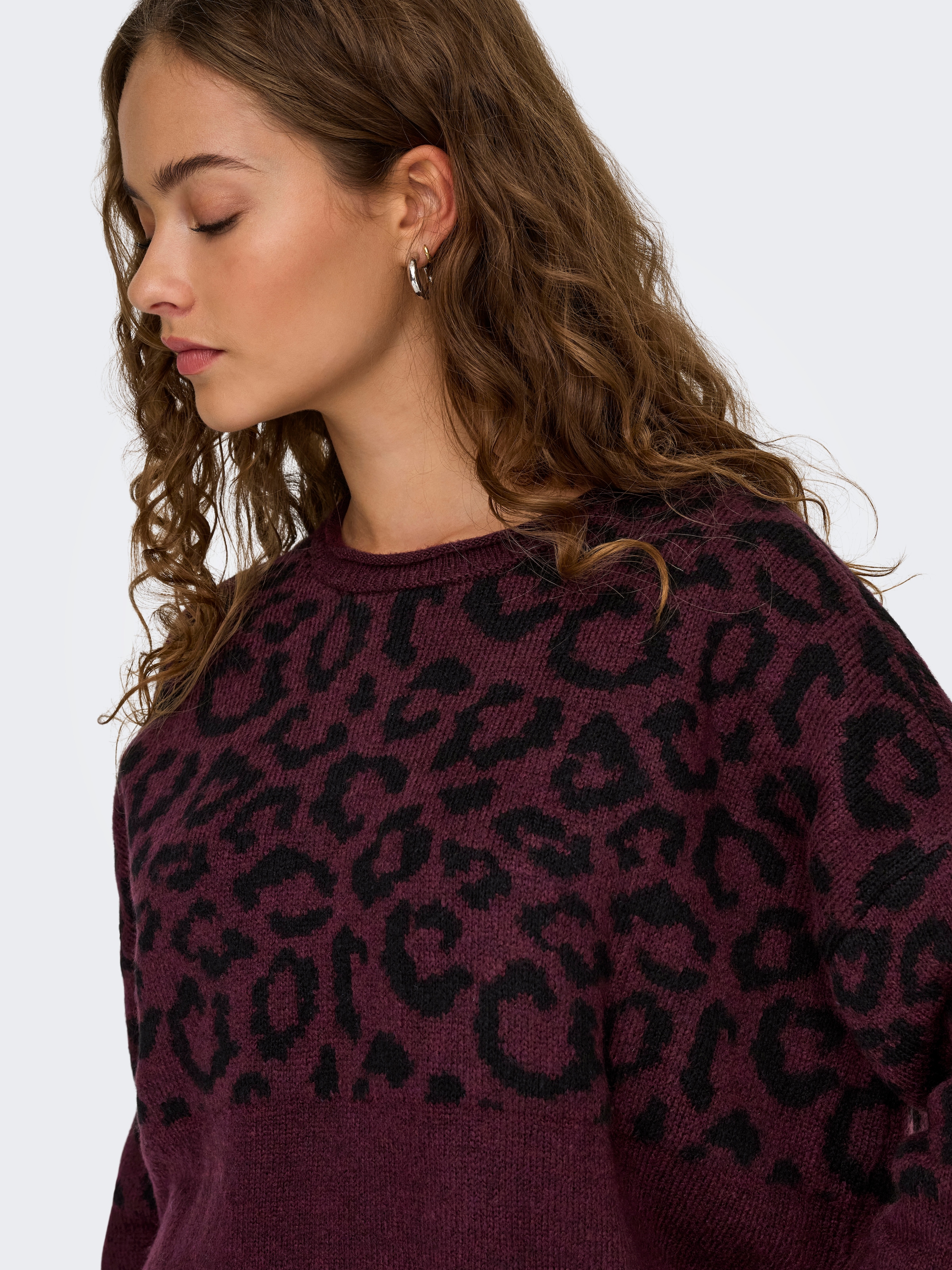 ONLY Rundhalspullover »ONLJADE ANIMAL LS O-NECK NOOS KNT«