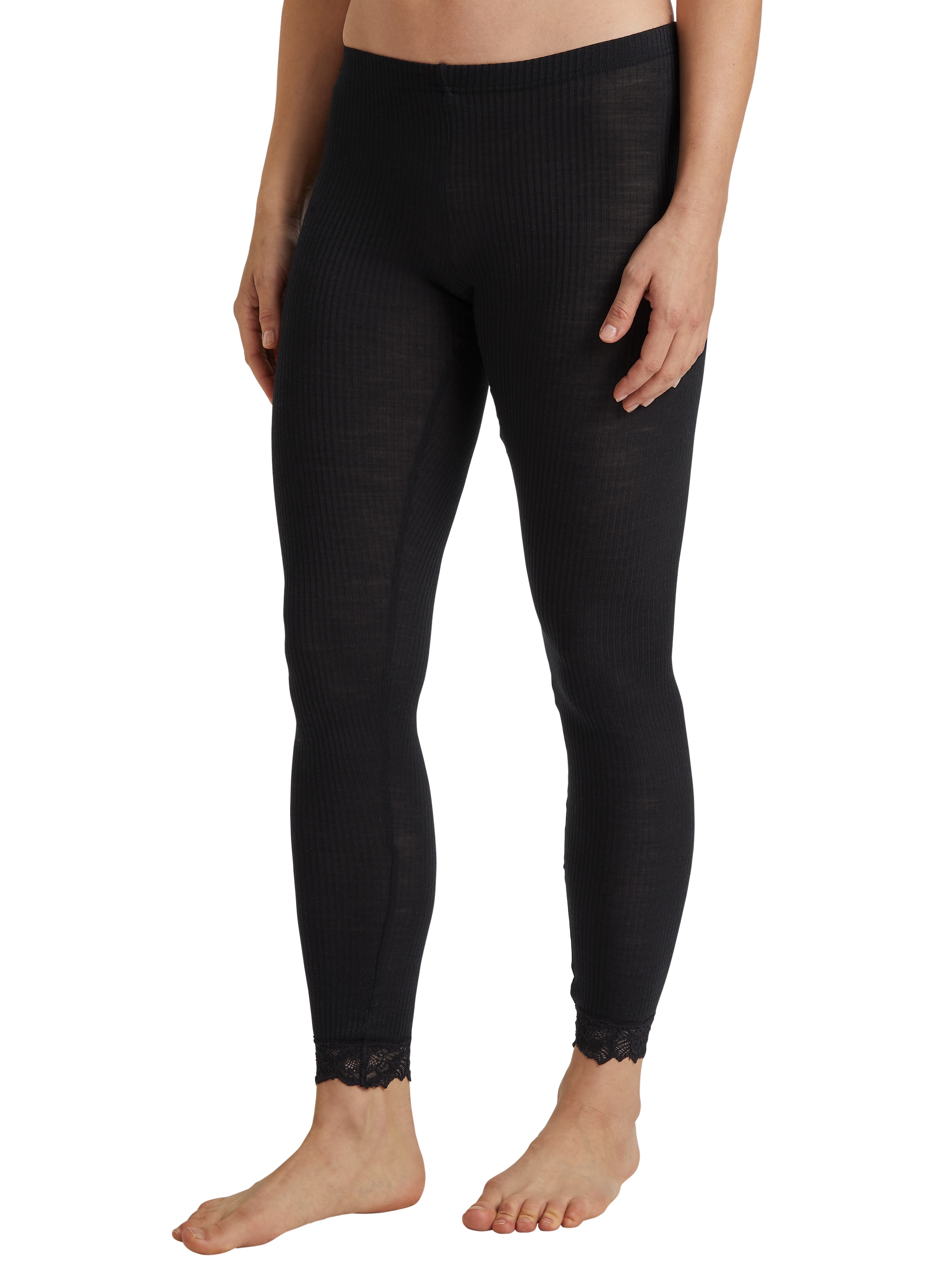 CALIDA Leggings »Silky Wool Joy«, mit Spitzensaum, elastisch, wärmend, Feinripp-Qualität