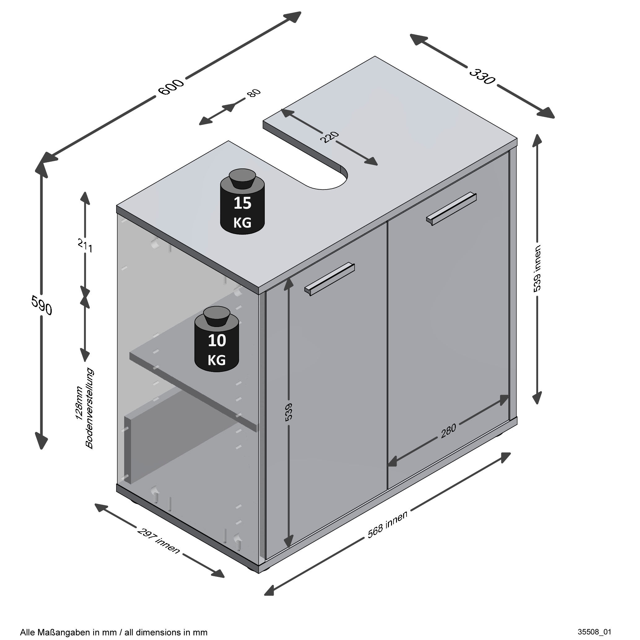 ✵ FMD Waschbeckenunterschrank »Madoc«, Türen mit Jelmoli-Versand 2 ordern | online