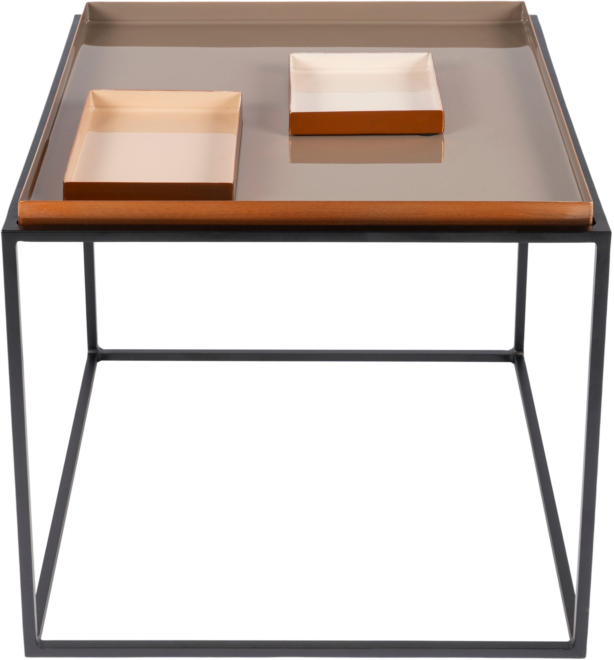 Kayoom Beistelltisch »Famosa, Metall-Beistelltisch in quadratischer Form«, (1 St.), Bunter Tisch, Schalenmasse: 11 x 11 x 2 / 15,8 x 11 x 2 cm