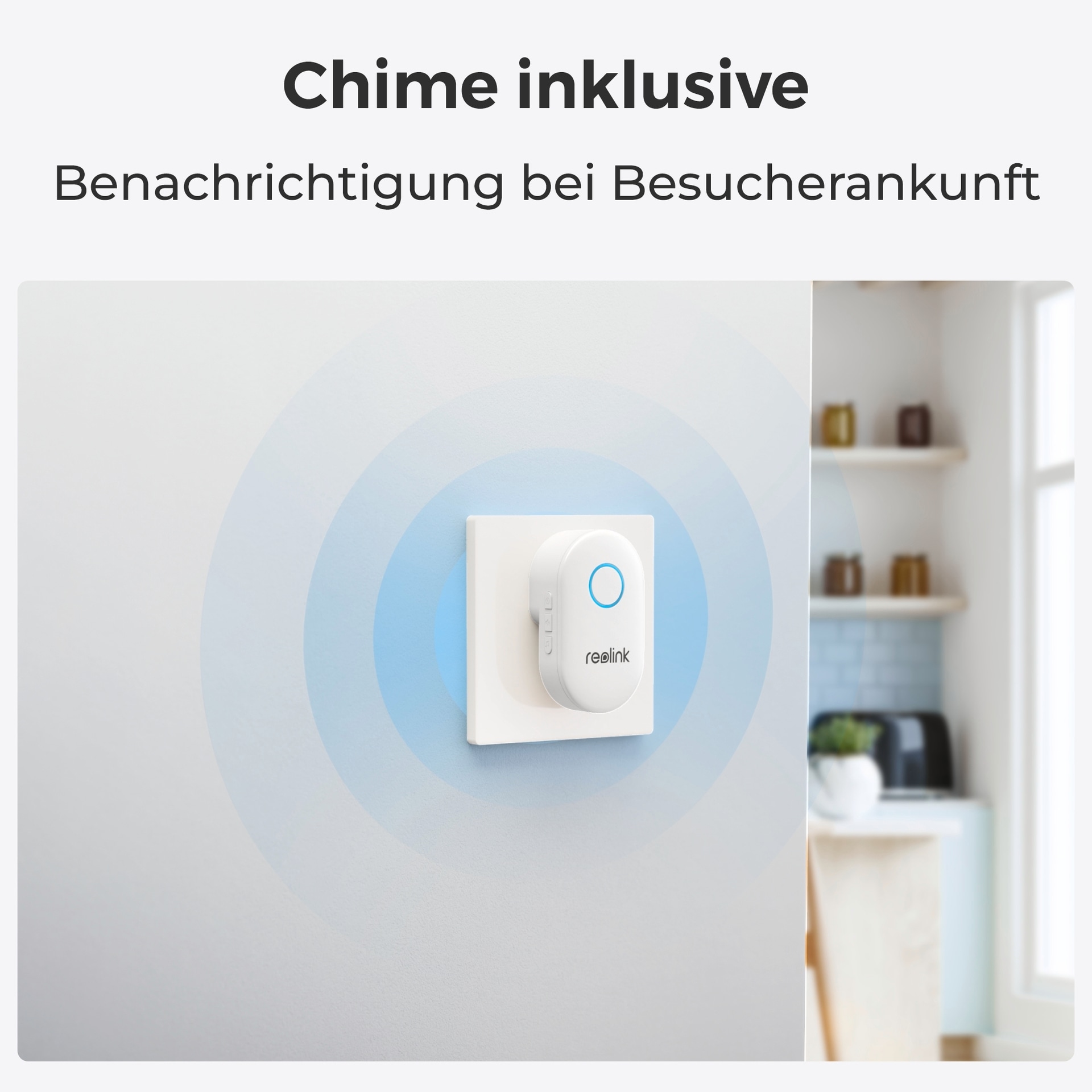 Reolink Smart Home Türklingel »D340W - 5MP Video-Türklingel & Chime«, Aussenbereich, 2,4/5 GHz WLAN, Personenerkennung, 2-Wege-Audio, arbeitet mit NVRs