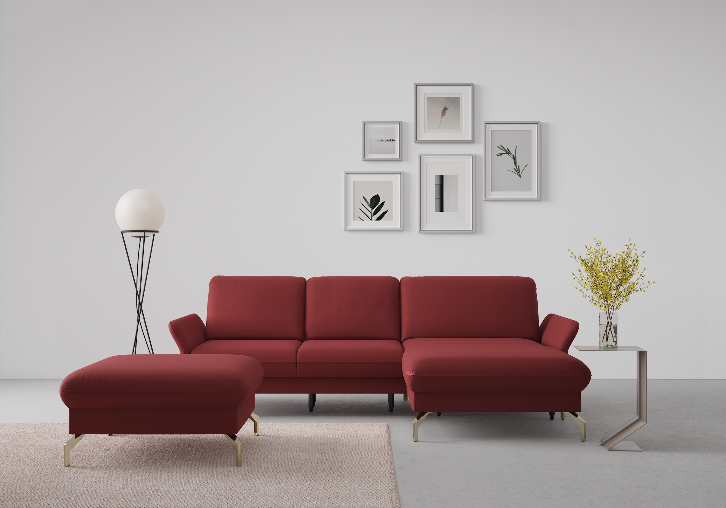 sit&more Ecksofa "Fashion L-Form" wahlweise mit Kopfteilverstellung, Vorziehsitz, motorisch, Nickelfüsse