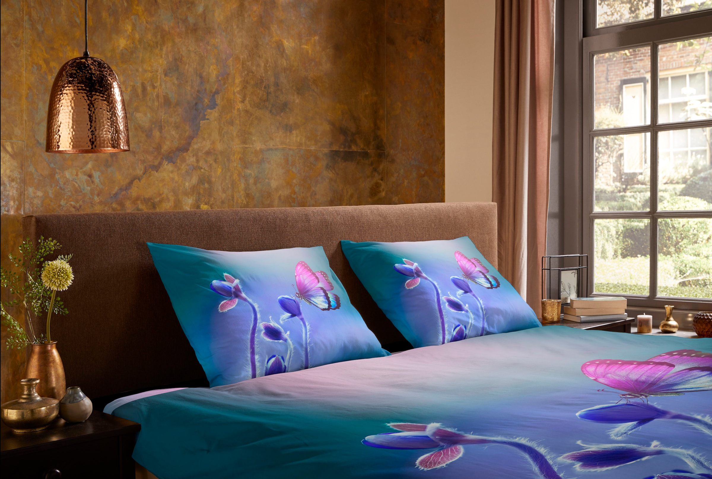 PURE luxury collection Wendebettwäsche »Davine«, Mikrofaser, 135x200, Pflegeleicht, Reissverschluss, Wendeoptik, Petrol