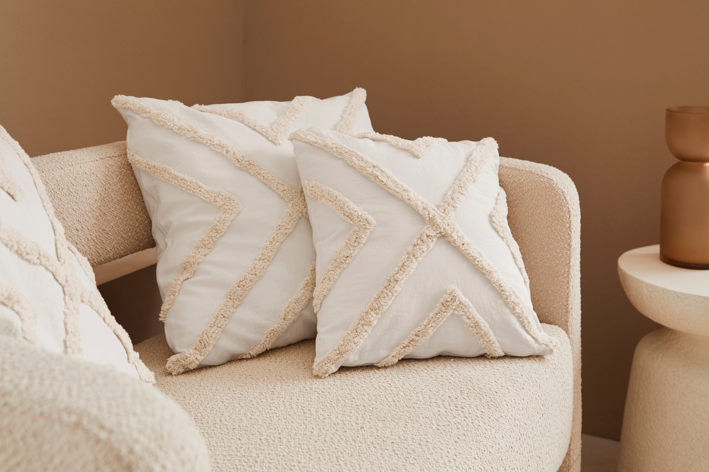 LeGer Home by Lena Gercke Dekokissen "Sidonie" 2-er Set, Hoch-Tief Design, Kissenhüllen ohne Füllung, zwei Größen
