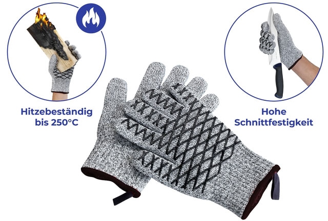 Maximex Grillhandschuhe »2in1«, (Set, 2 tlg.), Hitze-& Schneideschutz für Herren