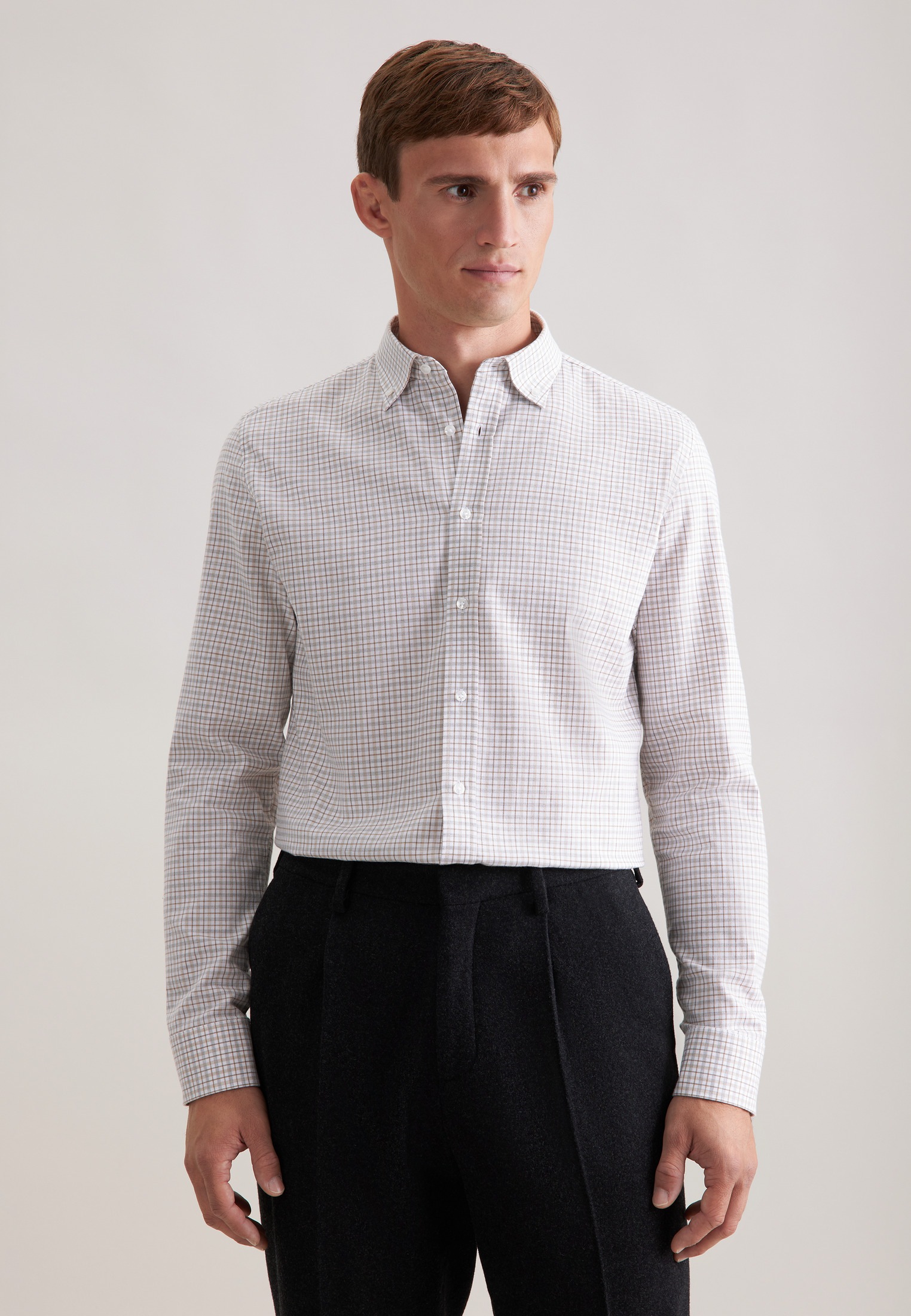 seidensticker Flanellhemd »Schwarze Rose« Slim 1/1 Button-Down-Kragen Karo