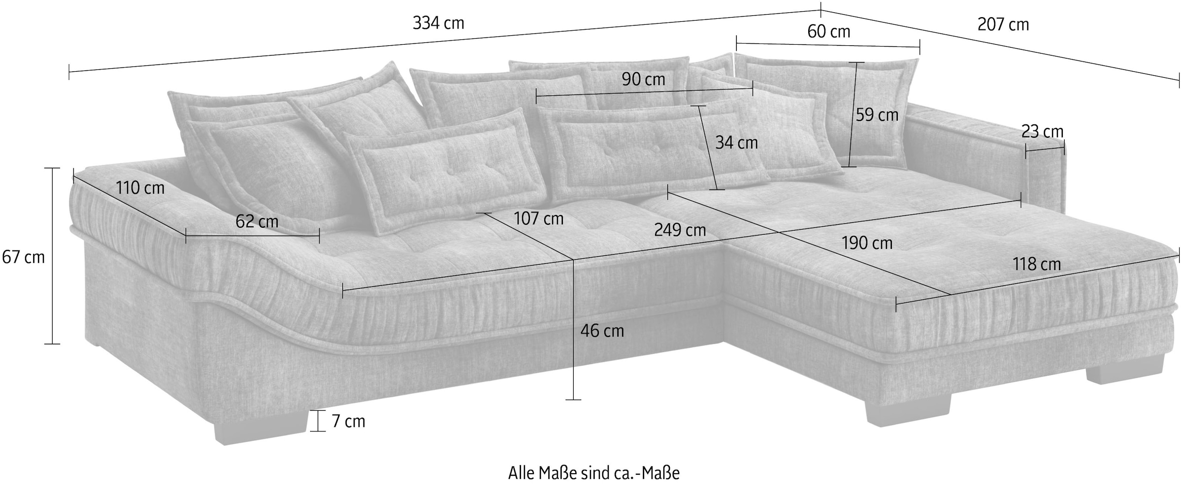 Mr. Couch Ecksofa »Diwan II, L-Form«, Wahlweise mit Kaltschaumpolsterung bis 140 kg belastbar