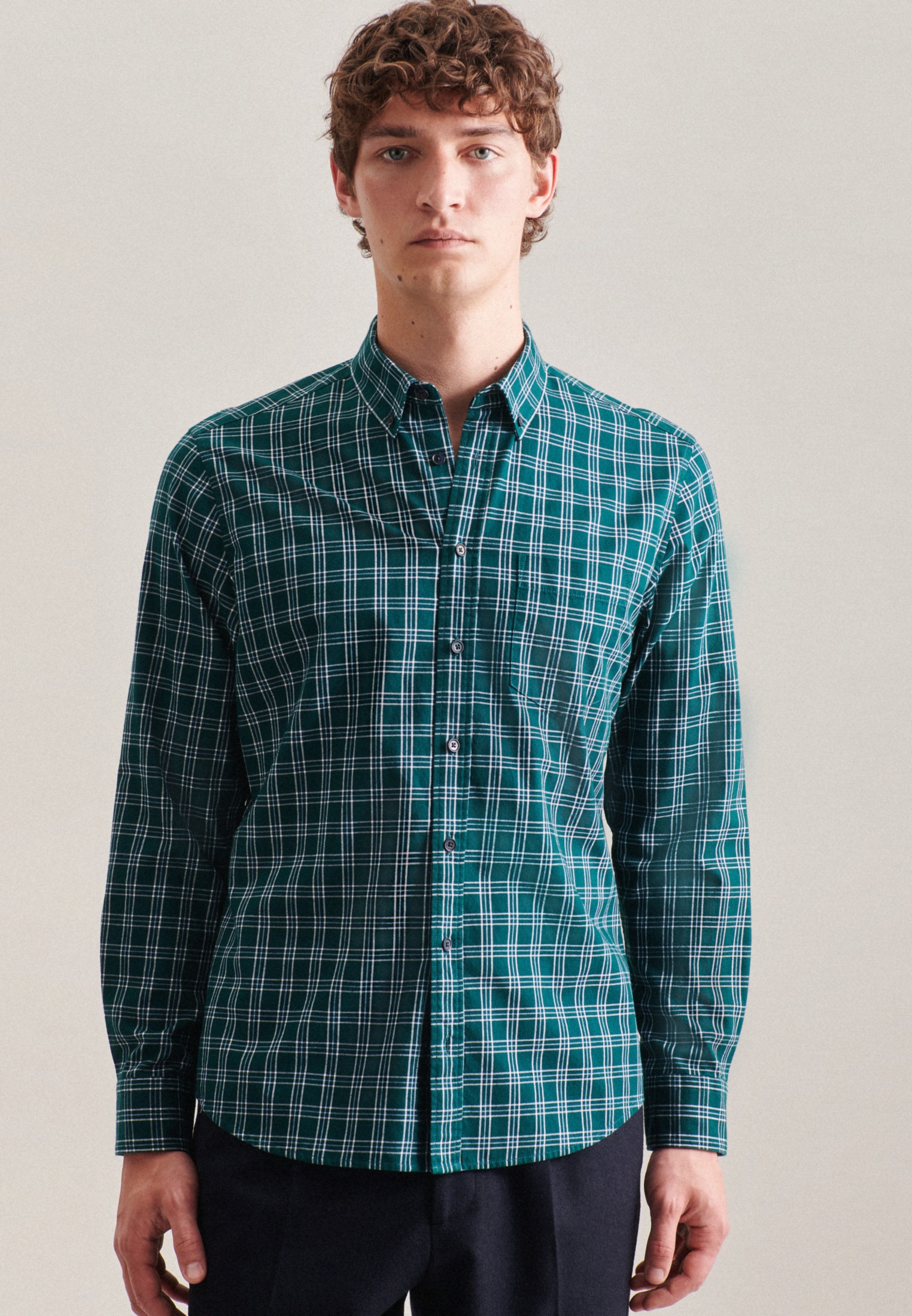 seidensticker Businesshemd »Schwarze Rose« Regular 1/1 Button-Down-Kragen Karo