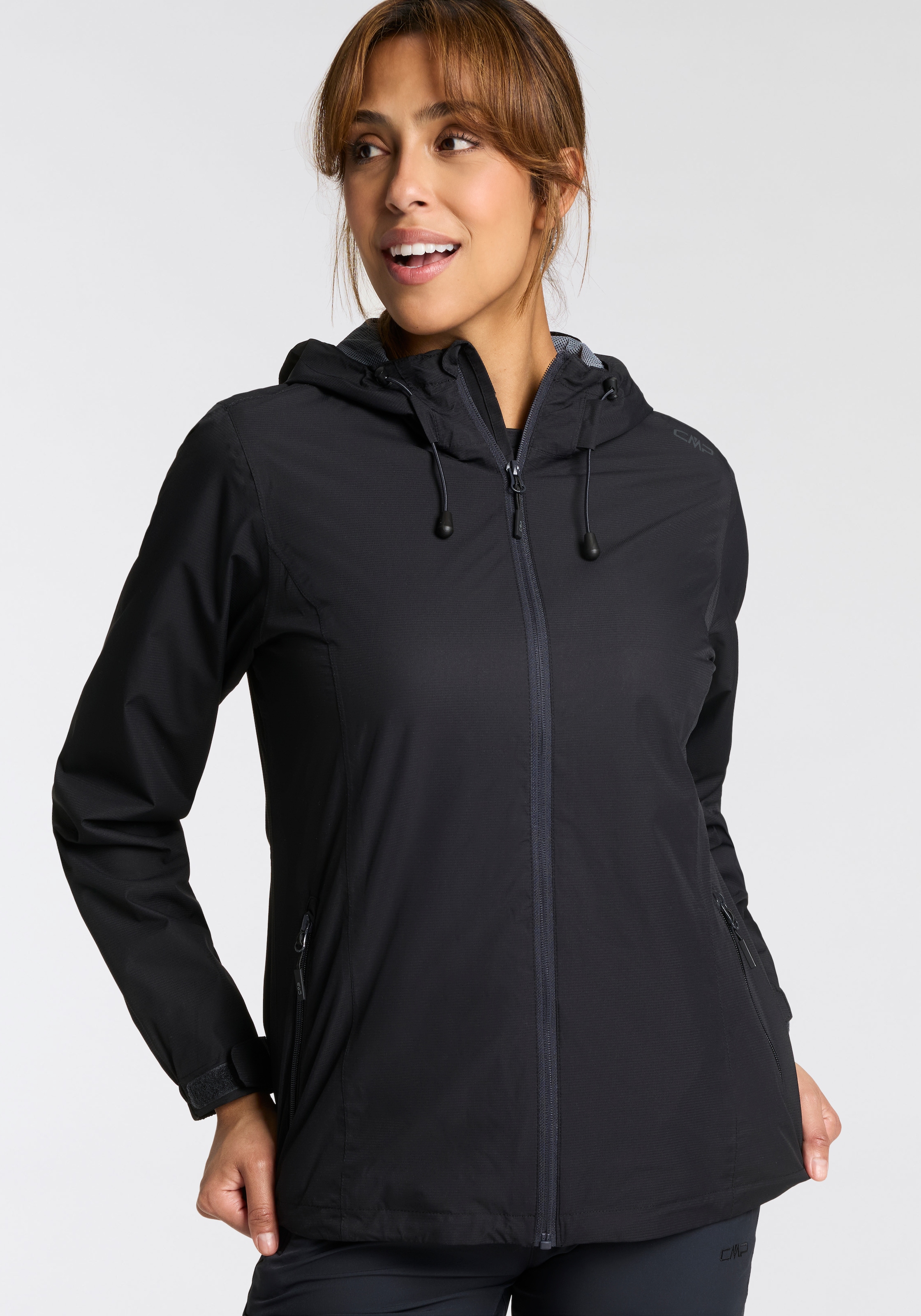 Cmp Damen Nero Regenjacke "Woman Jacket Fixed Hood" Mit Kapuze Wasserdicht, Winddicht, Atmungsaktiv, Schnell Trocknend