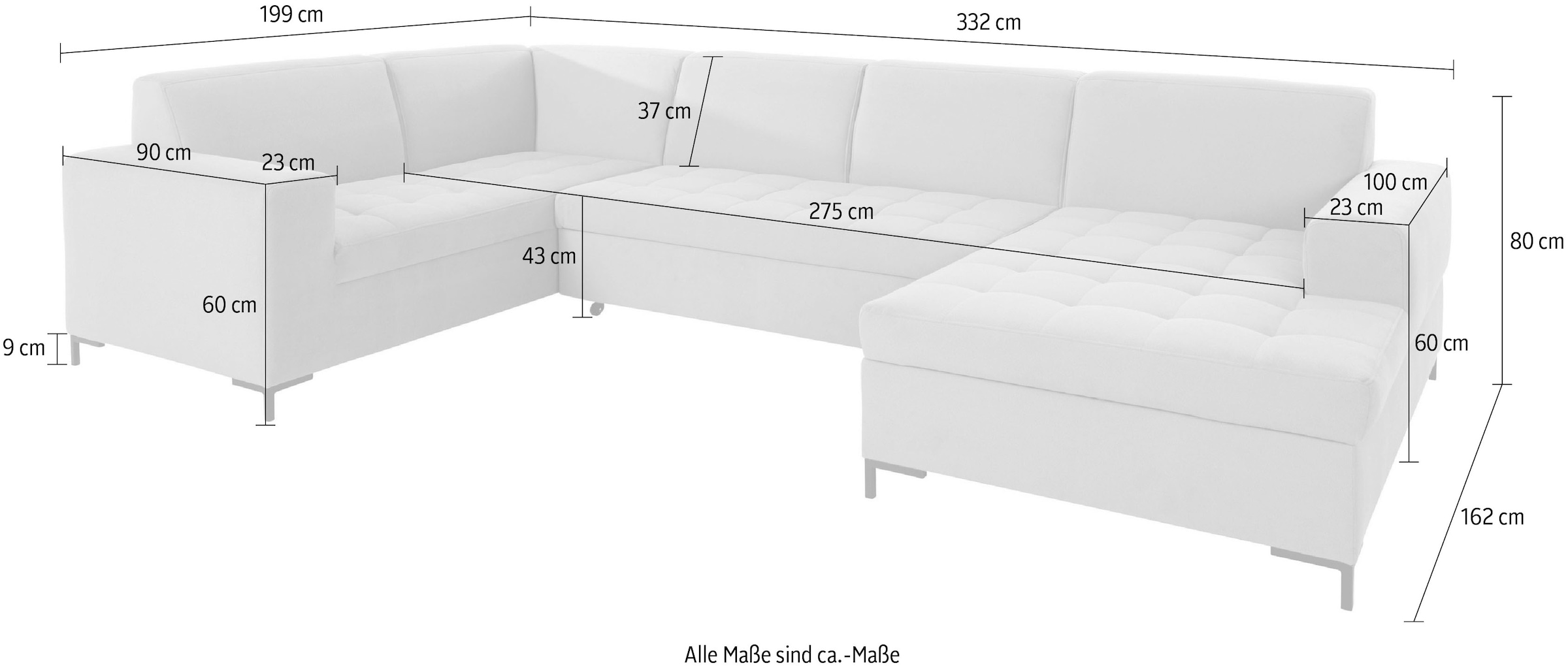 GOODproduct Wohnlandschaft »Grazzo U-Form«, hochwertige Stoffe aus recyceltem Material, Steppung im Sitzbereich