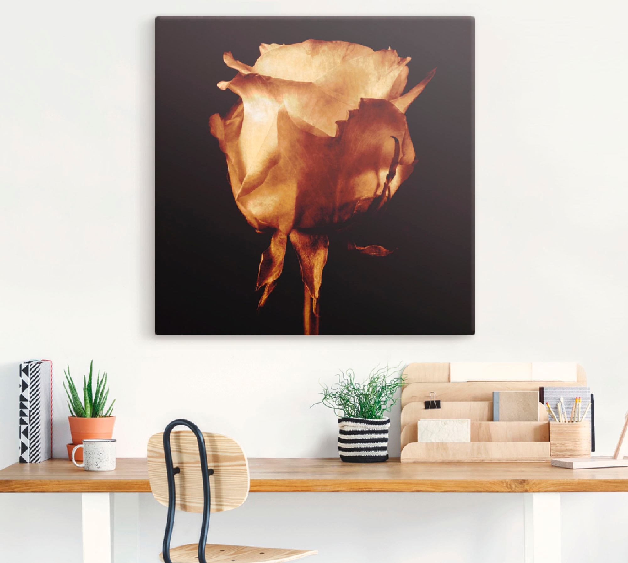 Artland Wandbild »Vergoldete Rose«, Blumen, (1 St.), als Leinwandbild, Poster in verschied. Grössen