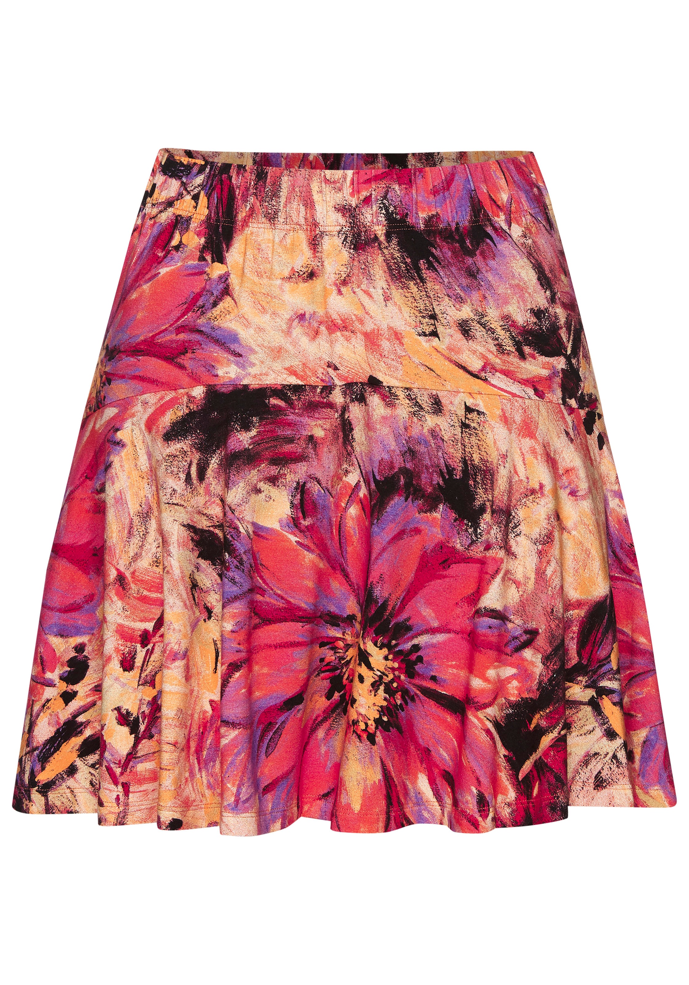 LASCANA Hosenrock "mit Blumendruck aus Viskosejersey" kurzer Jerseyrock, Sommerrock mit fixierter Shorts, Skort, Minirock