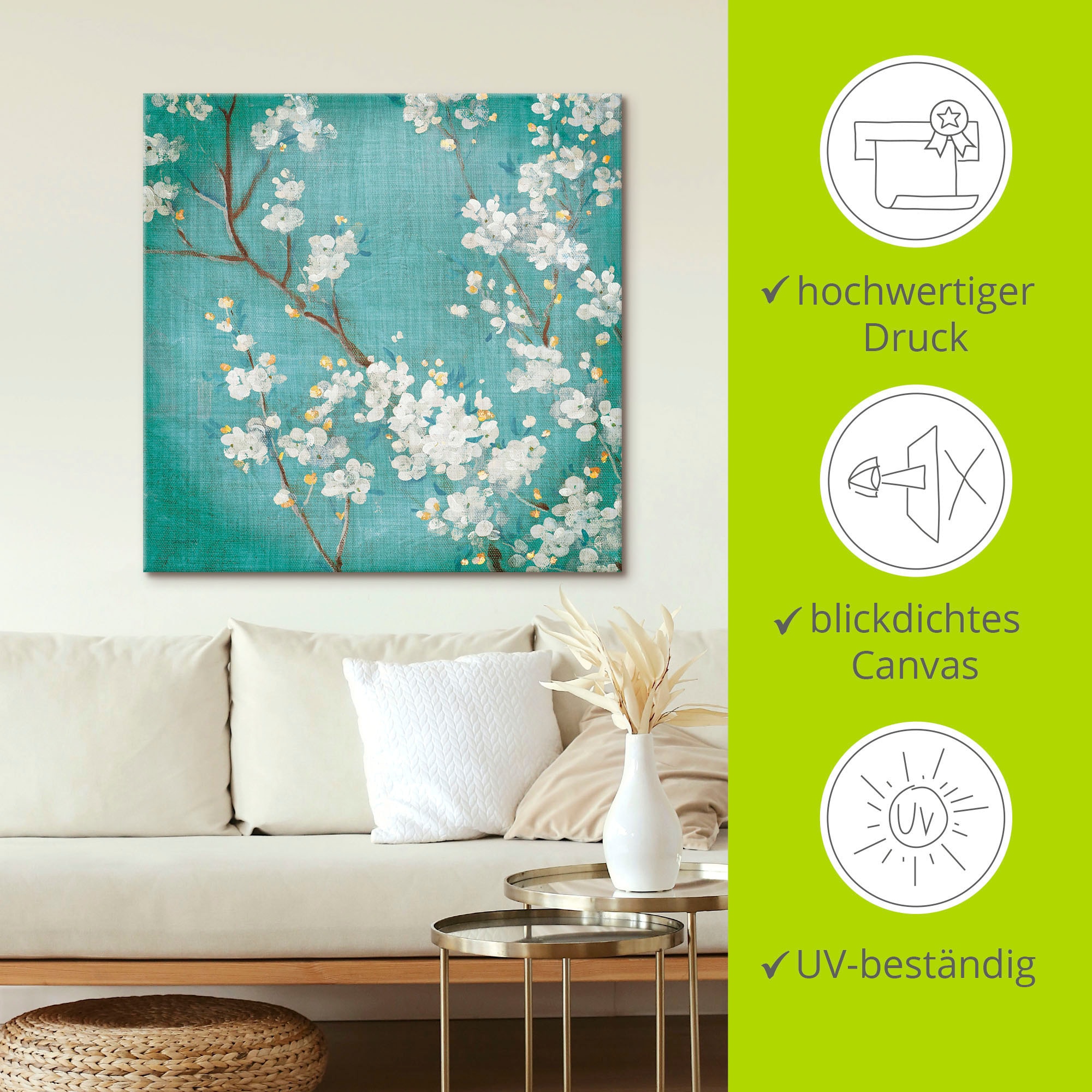 Artland Wandbild »Weisse Kirschblüten II«, Blumen, (1 St.), als Leinwandbild, Poster in verschied. Grössen
