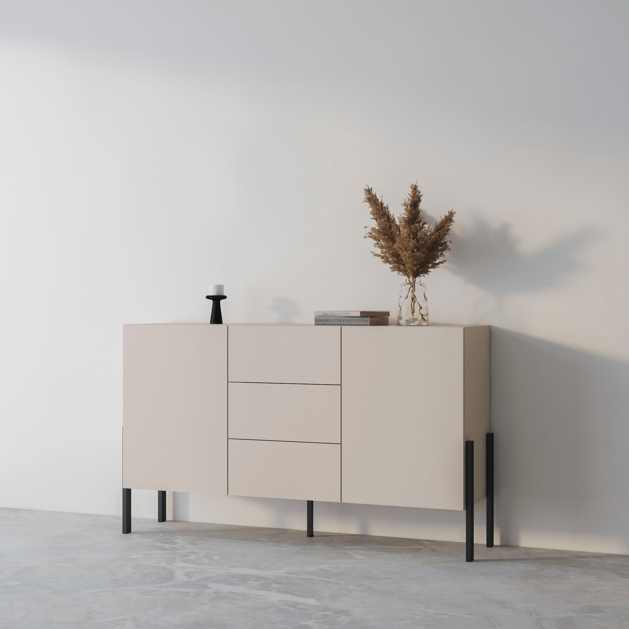 INOSIGN Sideboard »Jukon, Breite 150 bzw.180 cm, moderne grifflose Kommode«, Schubladenschrank 2 Türen/3 Schubkästen, push-to-open-Funktion