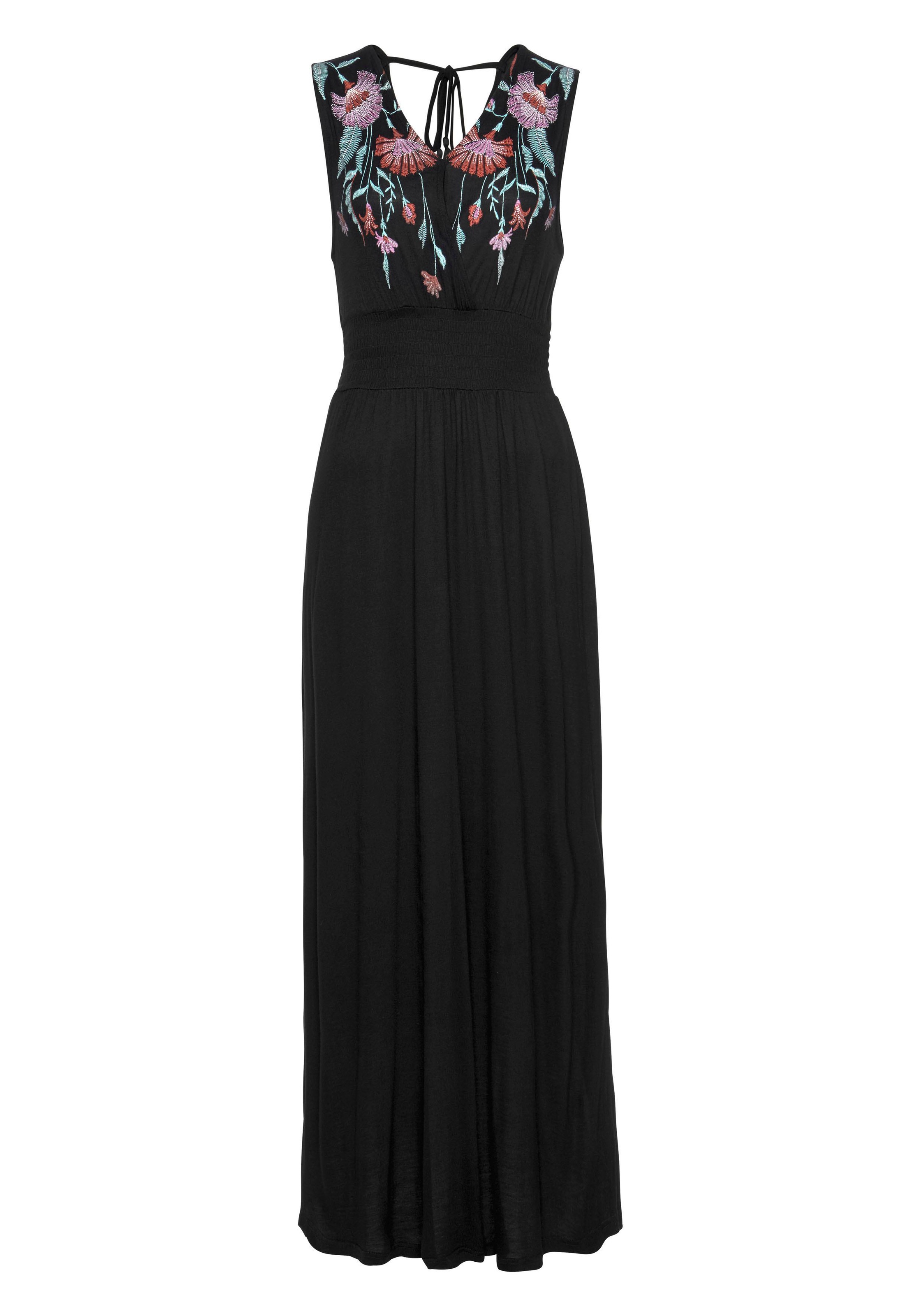 Buffalo Maxikleid "mit Druck am Vorderteil und Bindeband hinten" langes Sommerkleid, Jerseykleid, Boho-Kleid, casual-chic