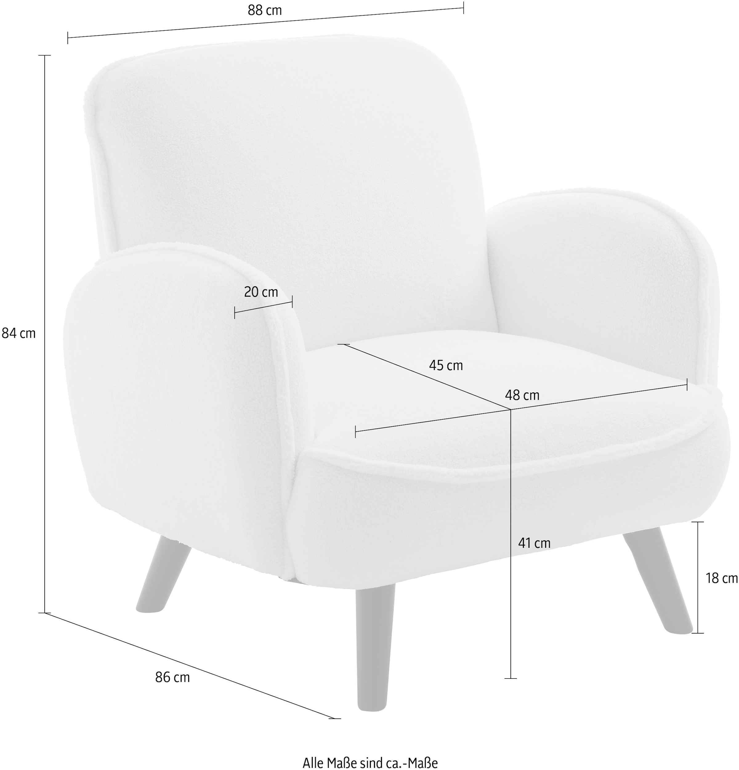 ATLANTIC home collection Sessel »Ben«, mit Wellenunterfederung, Massivholzfüsse, frei im Raum stellbar